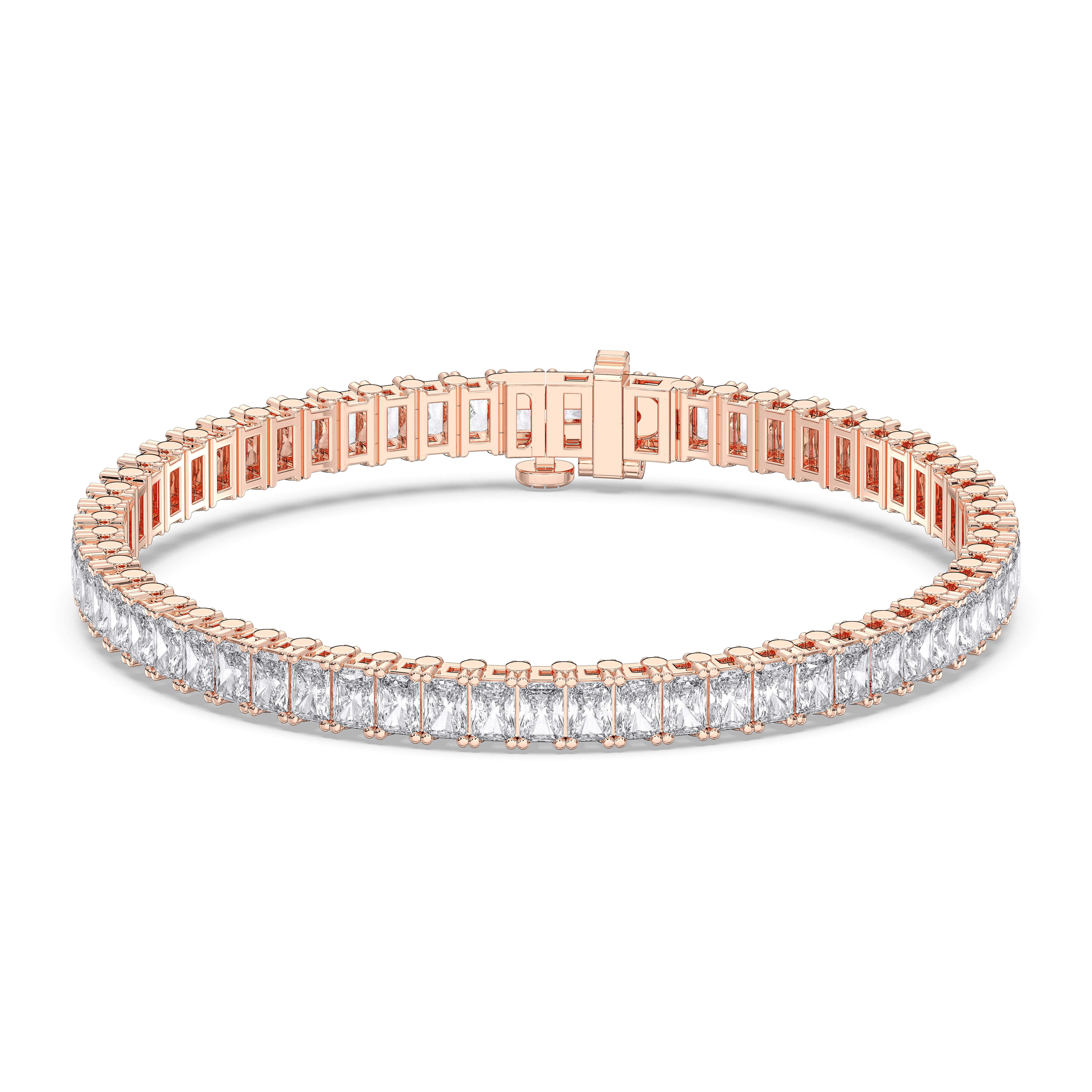 10 Carat Radiant Shape Lab Grown Diamond 7 Inches Tennis Bracelet Made in Solid Gold