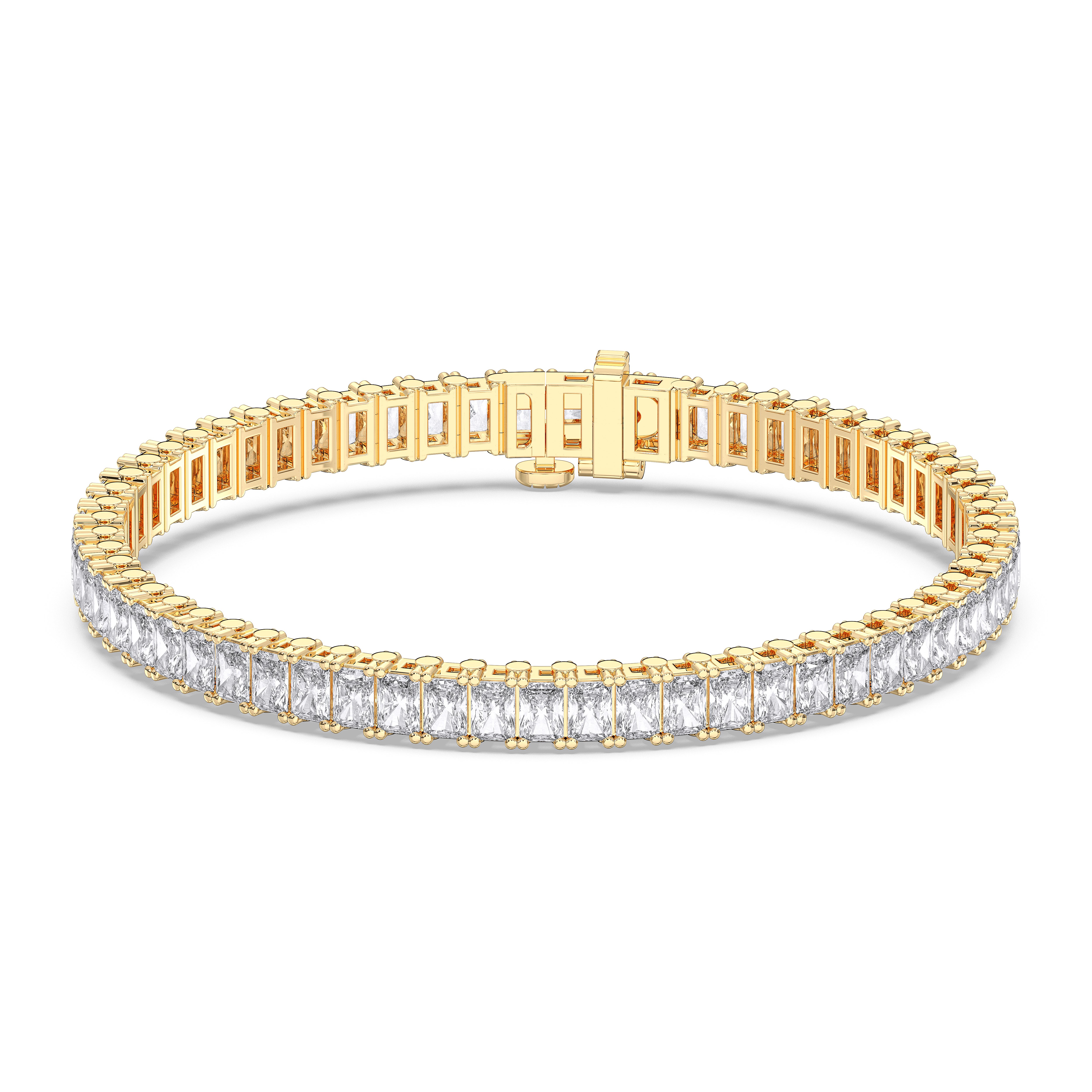 10 Carat Radiant Shape Lab Grown Diamond 7 Inches Tennis Bracelet Made in Solid Gold