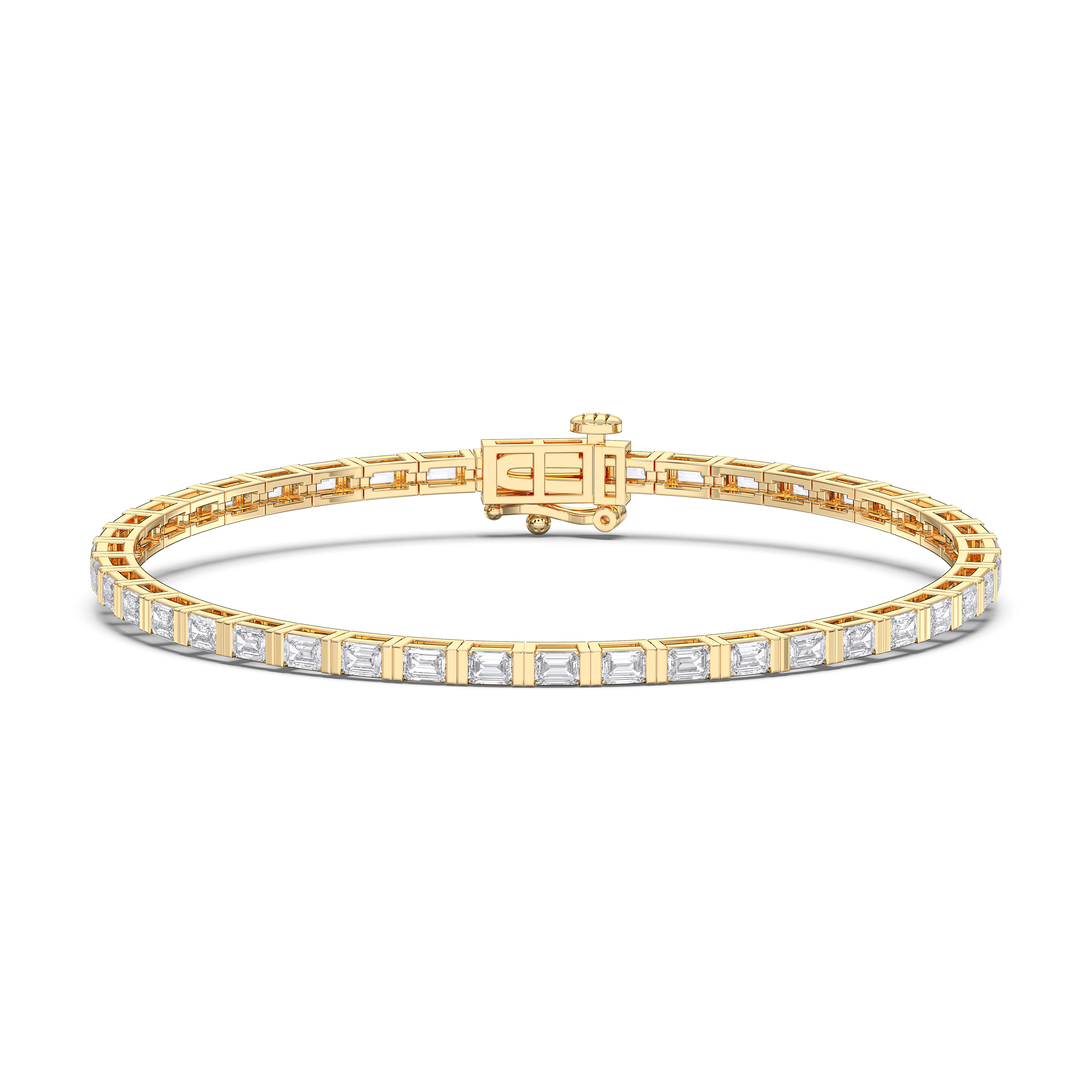 4.30 Carat Emerald Shape Lab Grown Diamond 7 Inches Tennis Bracelet Made in Solid Gold