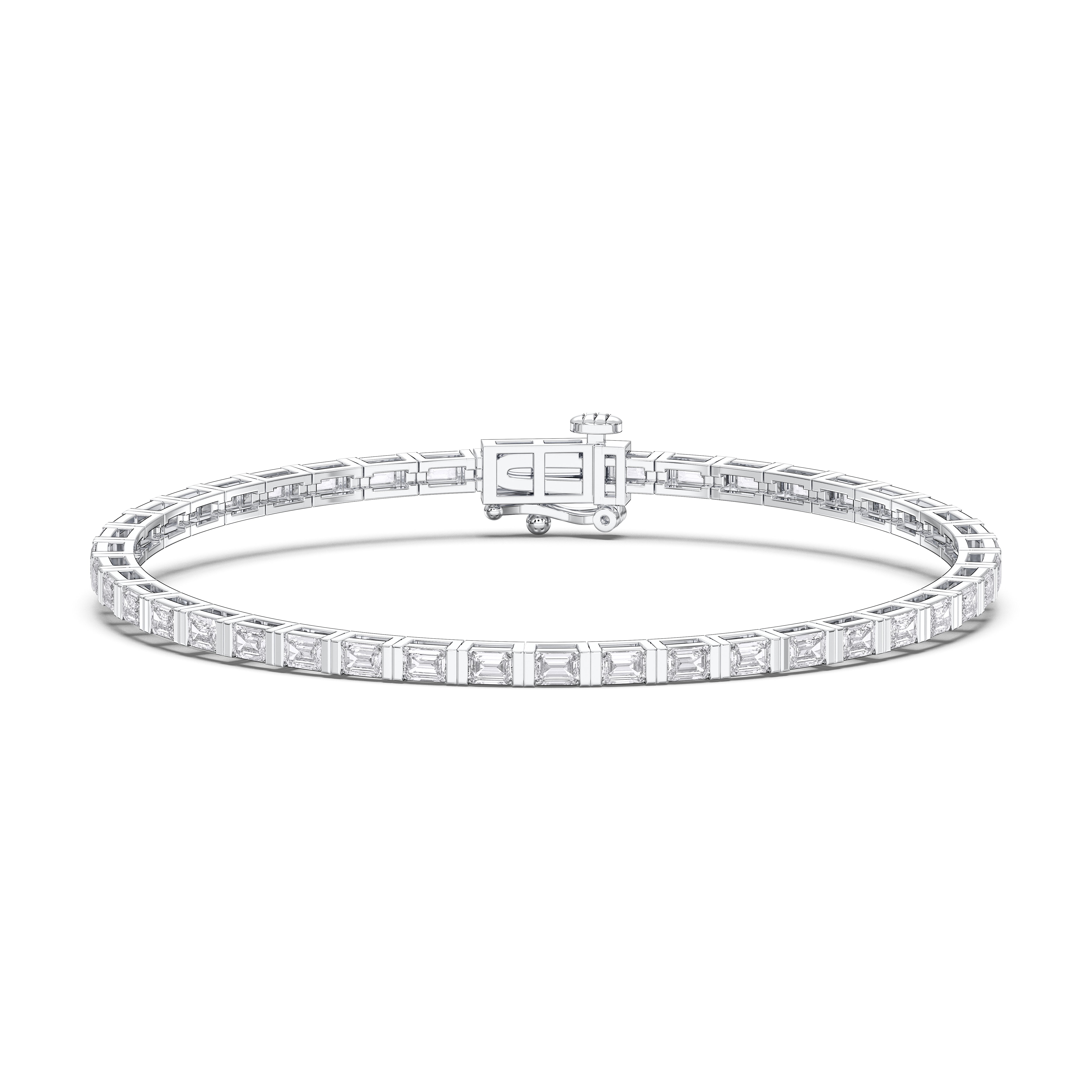 4.30 Carat Emerald Shape Lab Grown Diamond 7 Inches Tennis Bracelet Made in Solid Gold