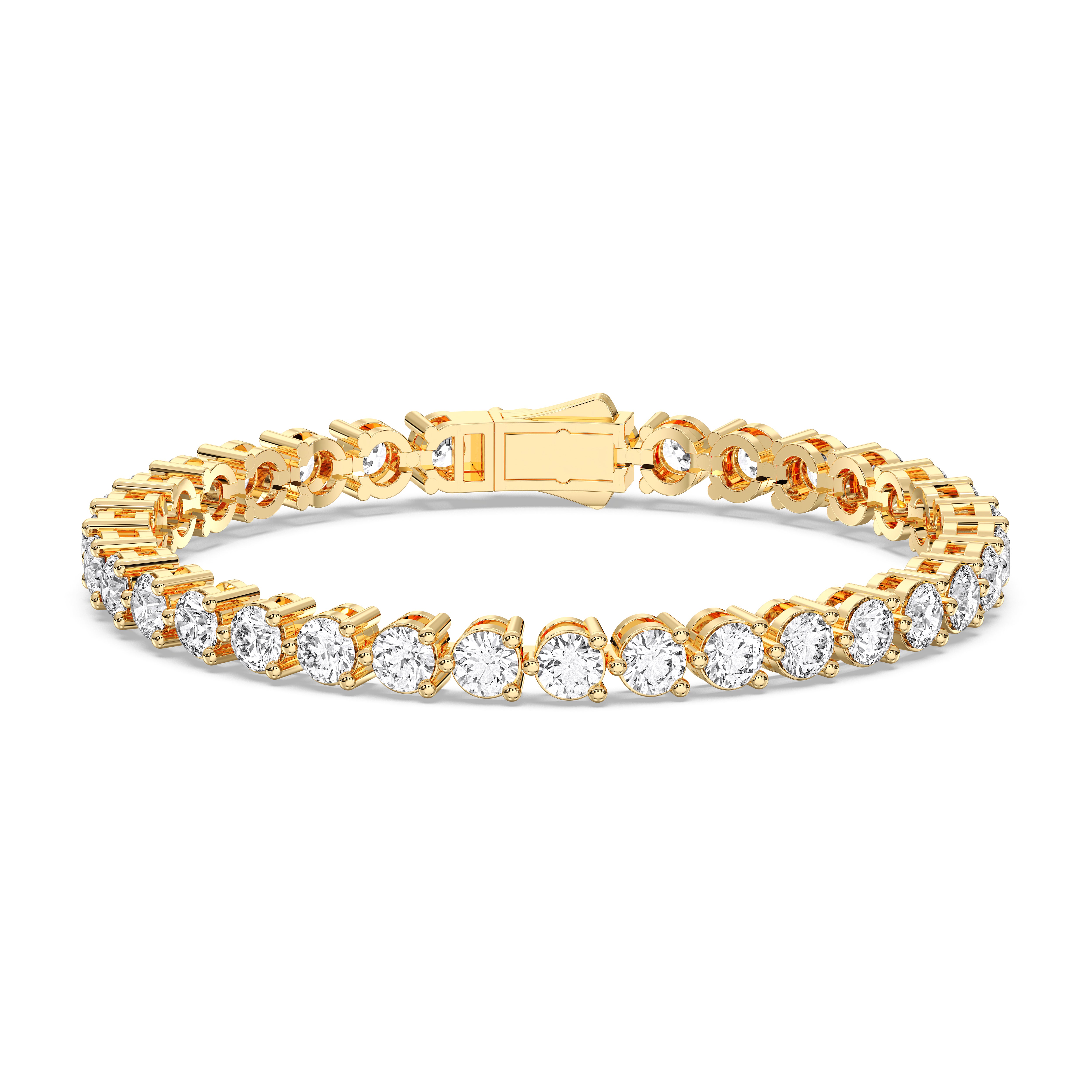 7 Carat Round Lab Grown Diamond 7 Inches Tennis Bracelet Made in Solid Gold