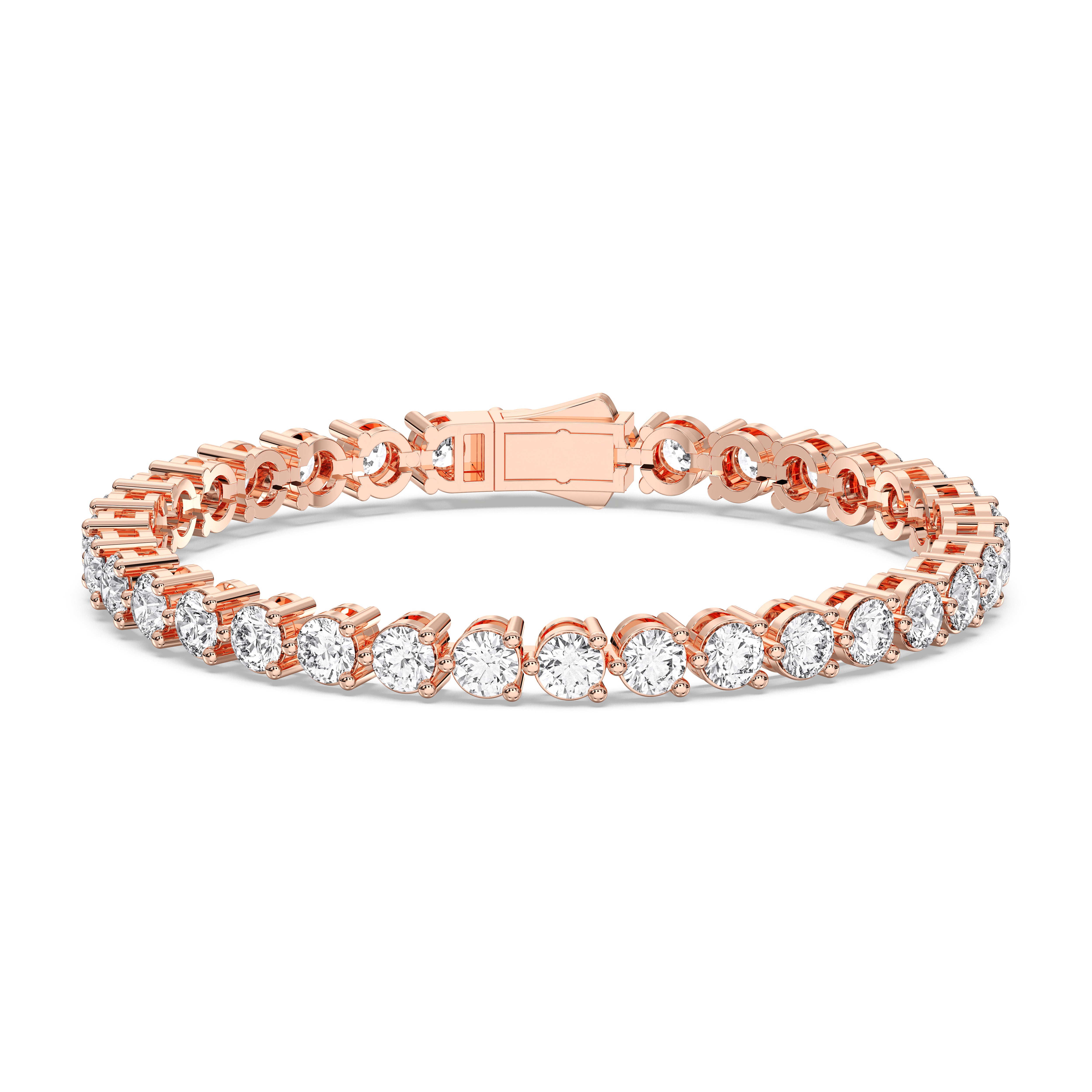 7 Carat Round Lab Grown Diamond 7 Inches Tennis Bracelet Made in Solid Gold