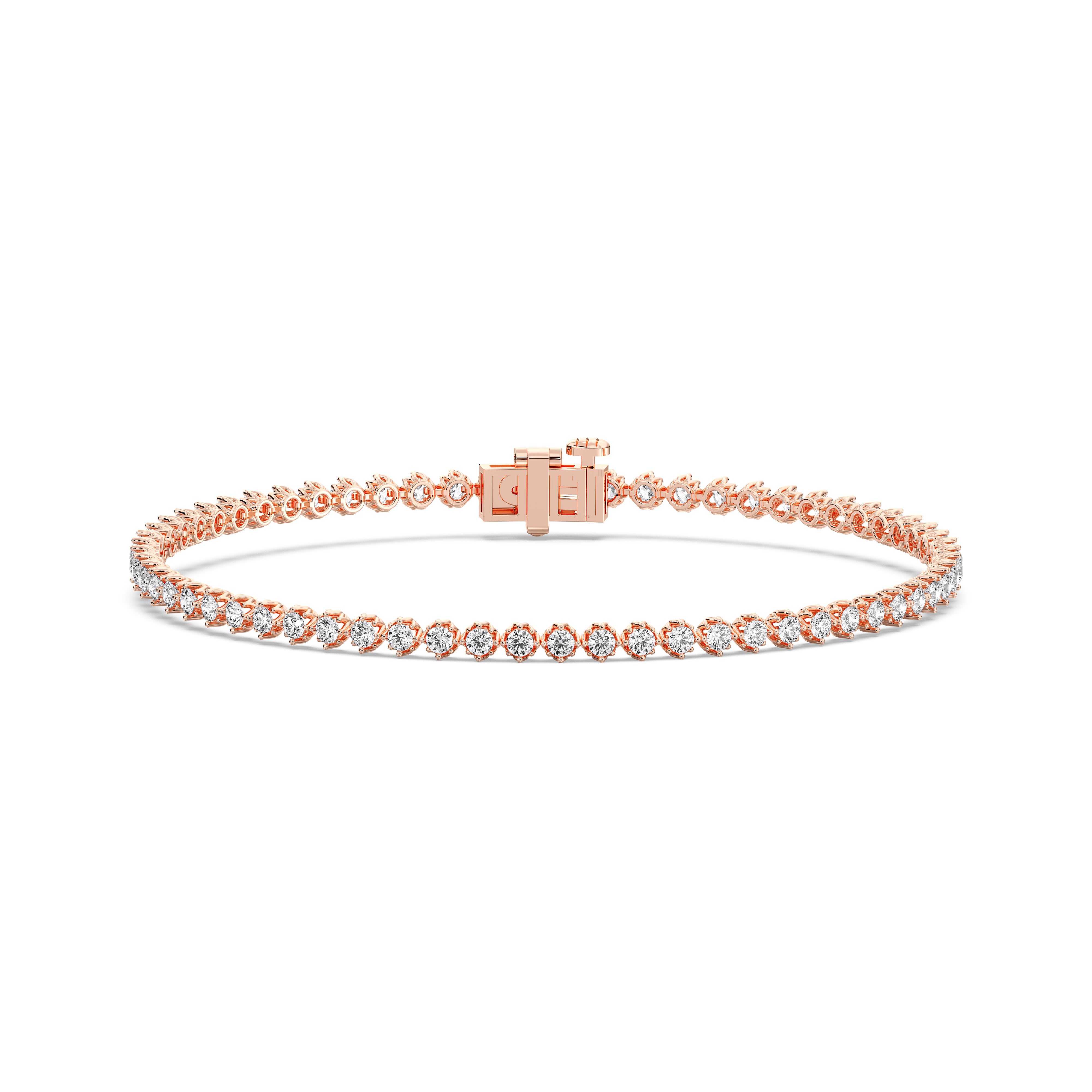 2.70 Carat Round Lab Grown Diamond 7 Inches Tennis Bracelet Made in Solid Gold