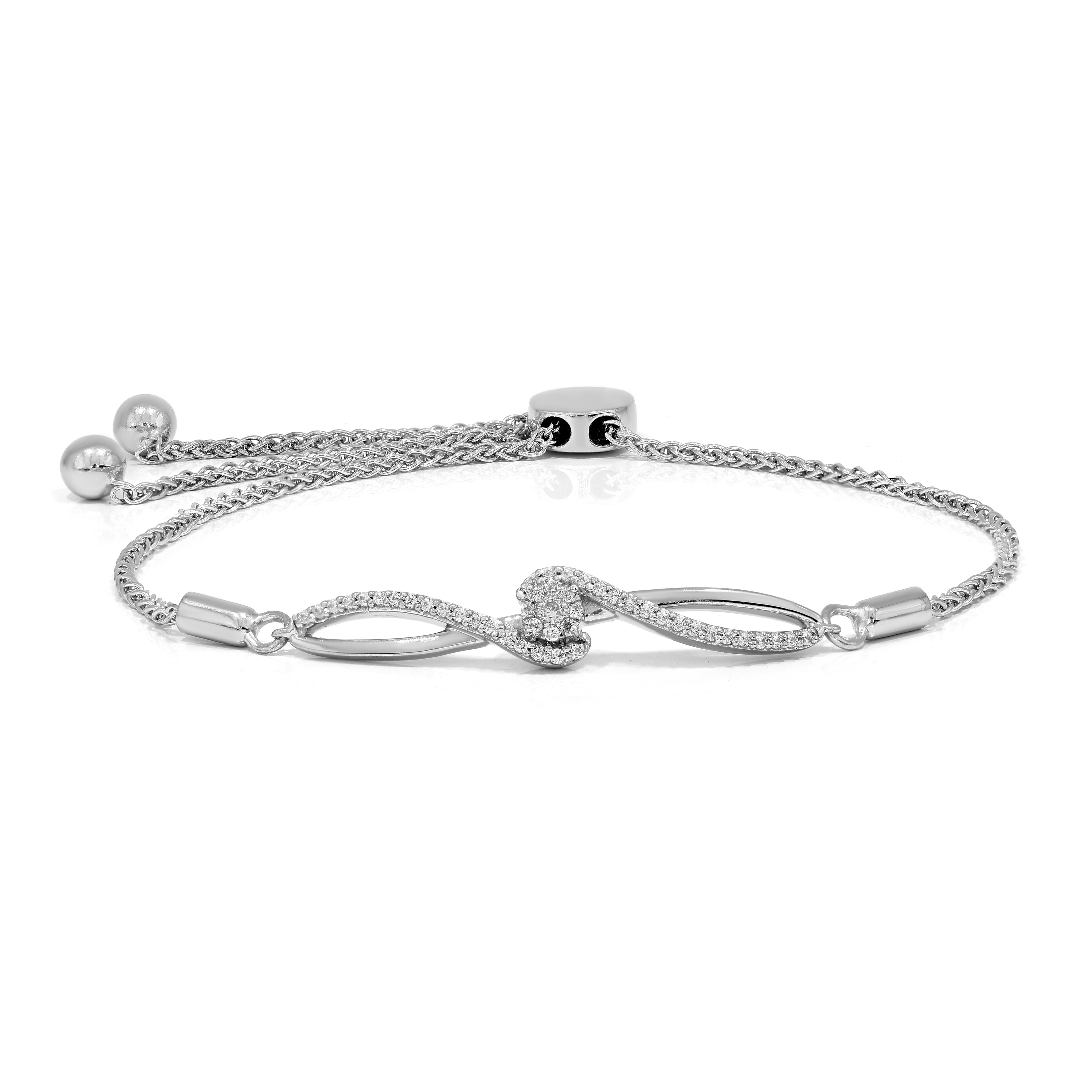 Keeva Jewels Round Diamond Curved Design Laxurious Bolo Bracelet - KJB4650