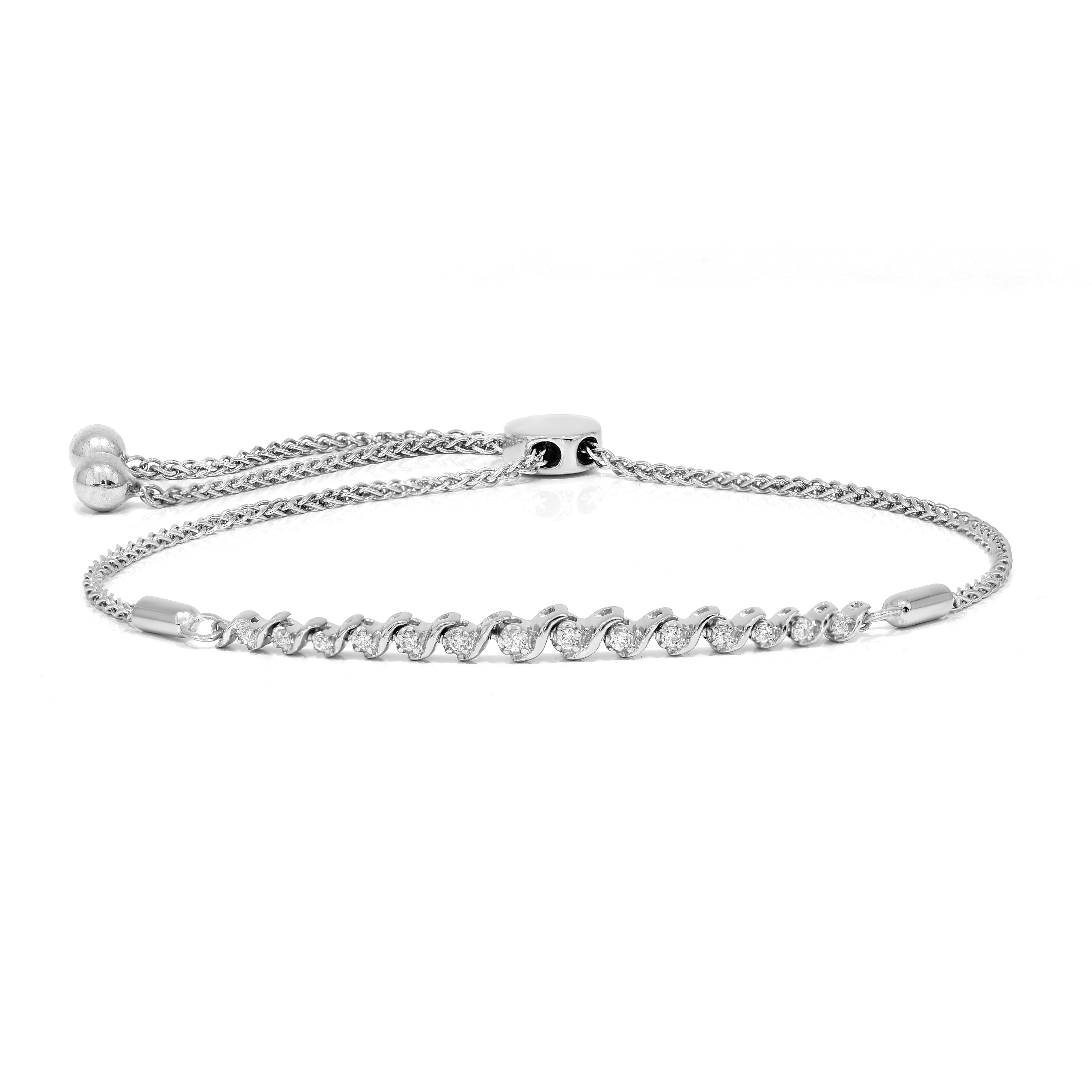 Keeva Jewels Round Diamond Wave Design Laxurious Bolo Bracelet - KJB5886