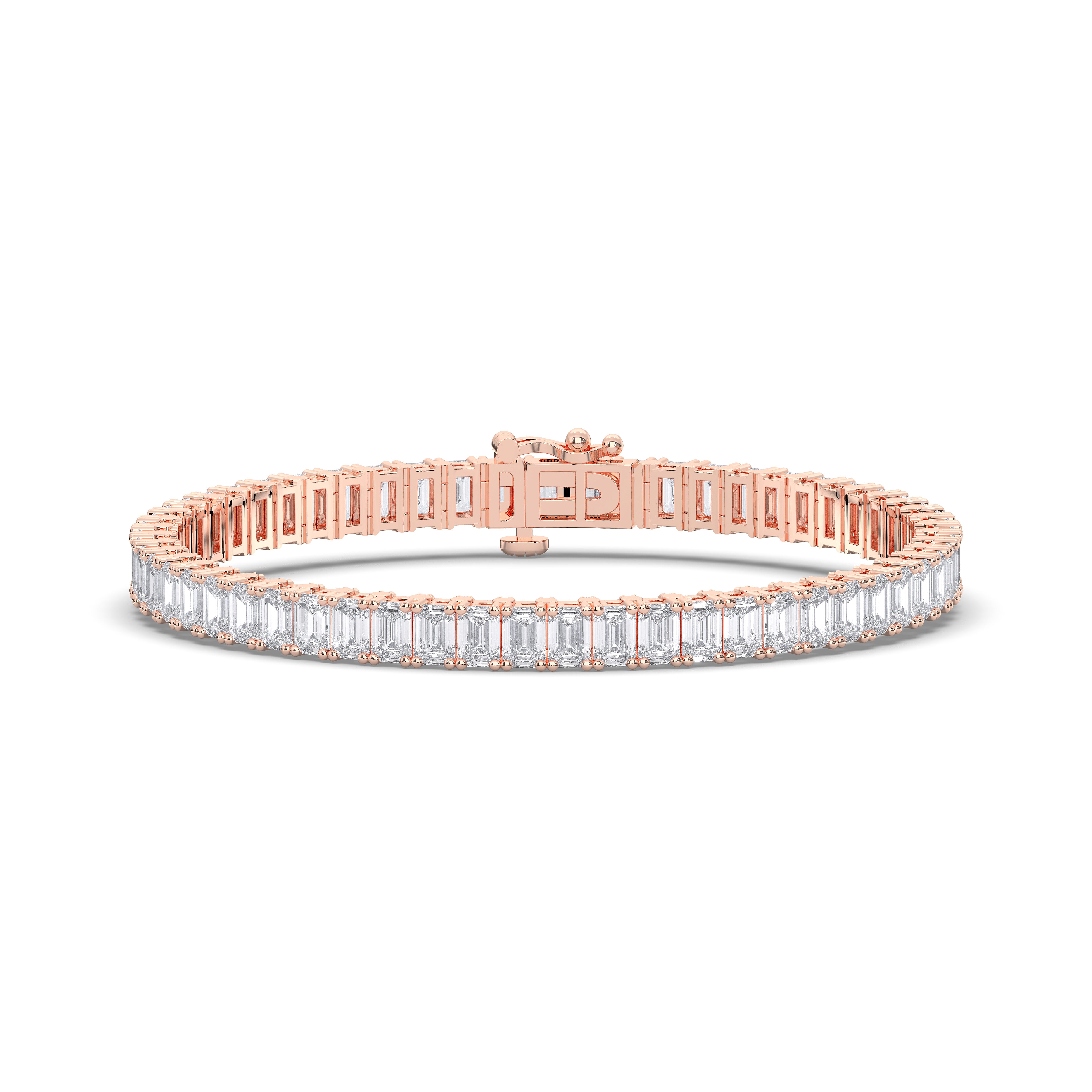 10.00 Carat Emerald Shape Lab Grown Diamond Tennis Bracelet Made in Solid Gold