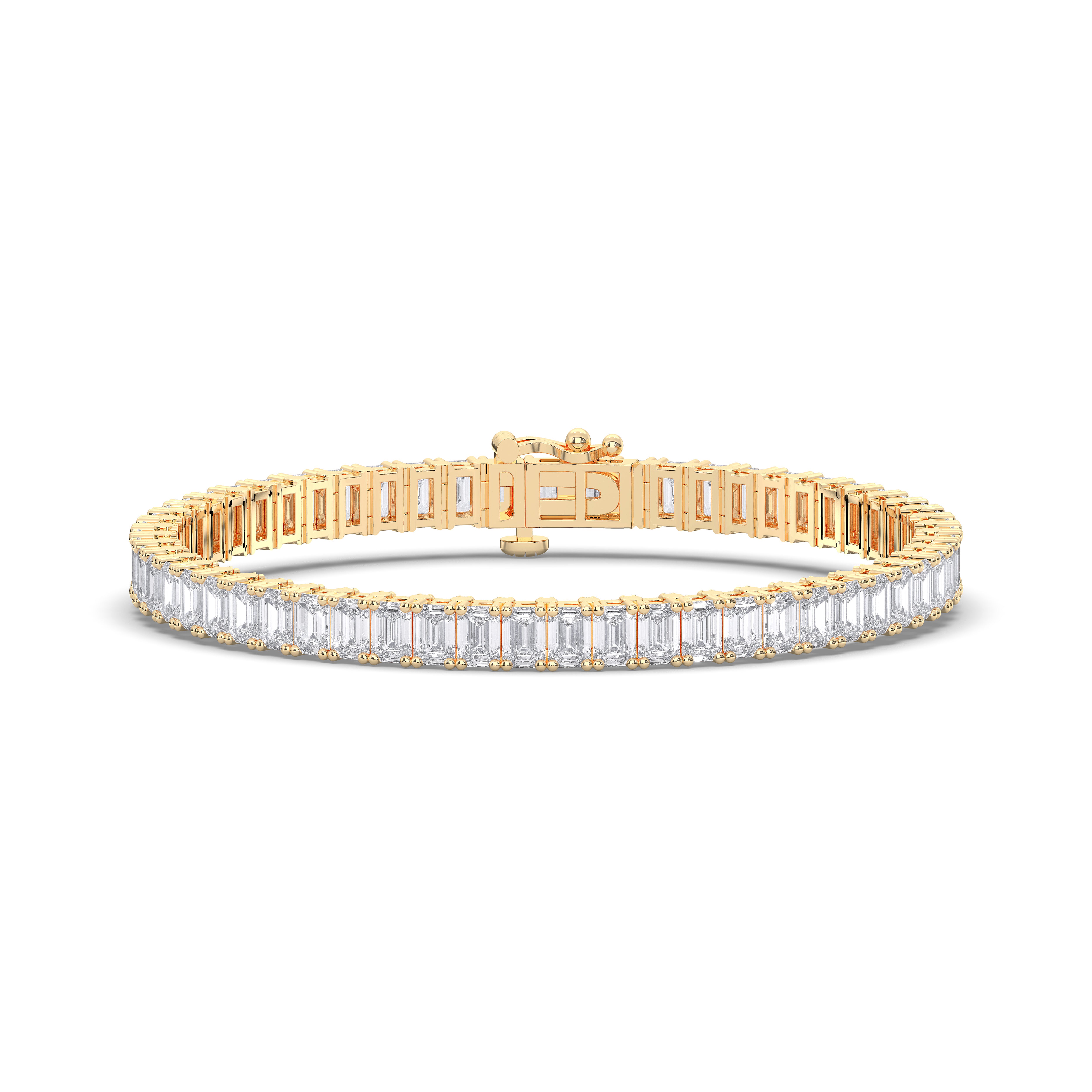10.00 Carat Emerald Shape Lab Grown Diamond Tennis Bracelet Made in Solid Gold