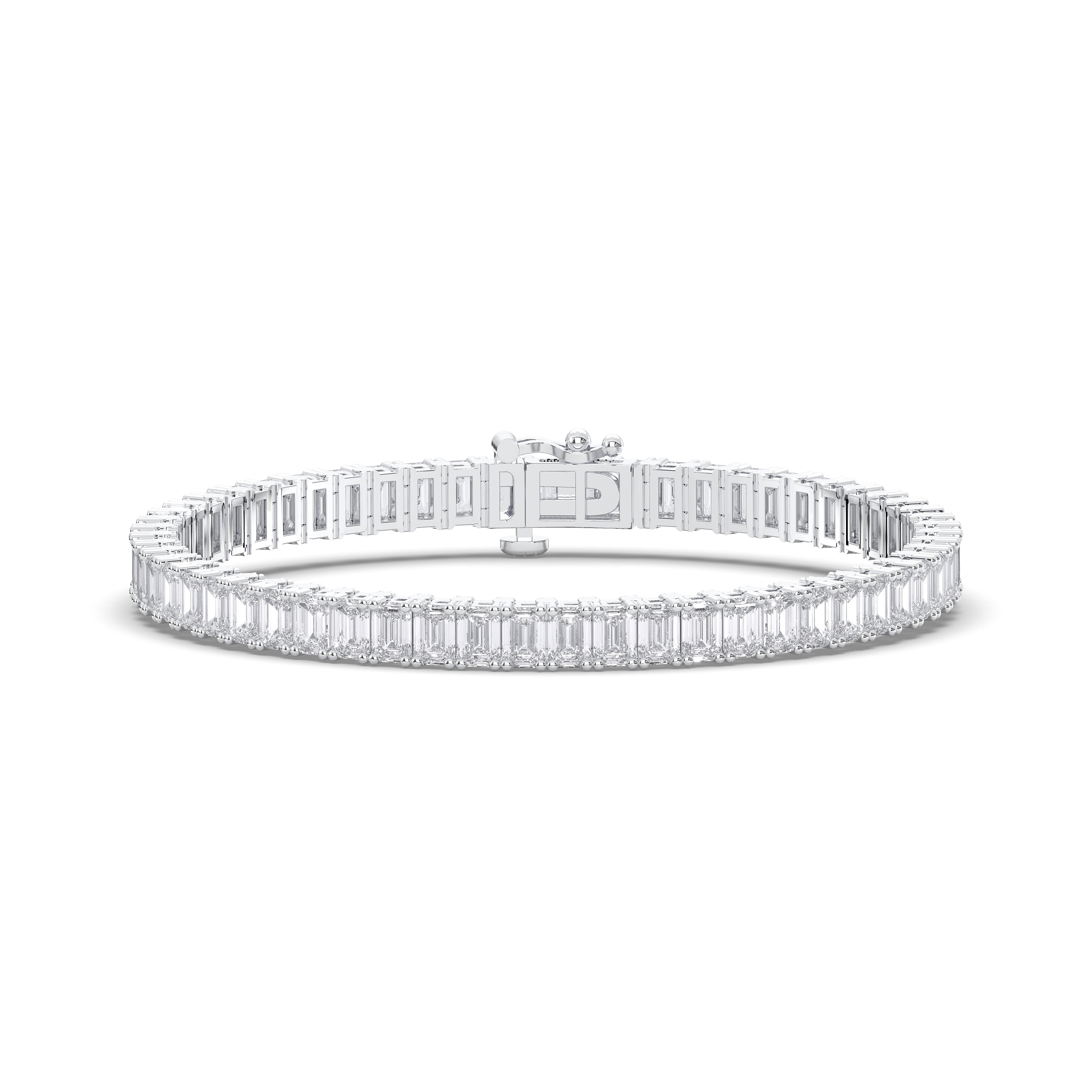 10.00 Carat Emerald Shape Lab Grown Diamond Tennis Bracelet Made in Solid Gold