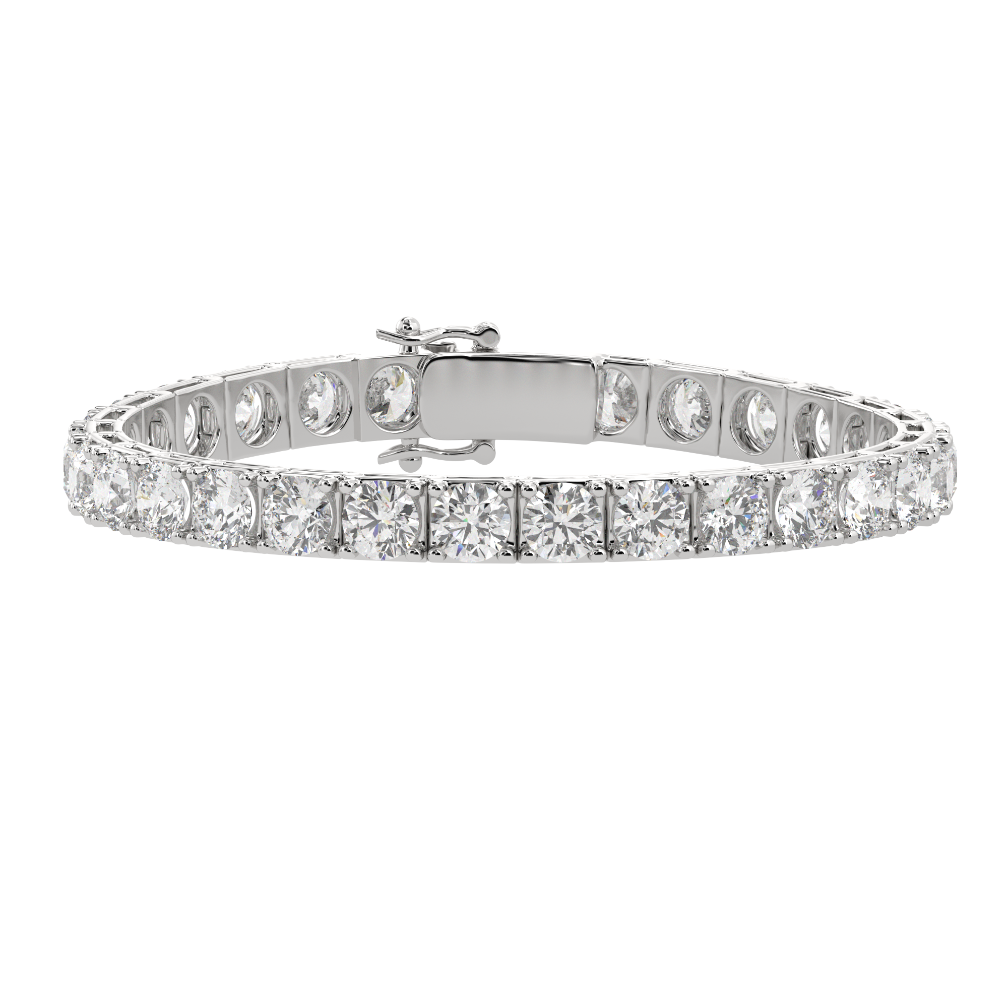 21 Carat Round Lab Grown Diamond Women's Tennis Bracelet Crafted in Solid Gold