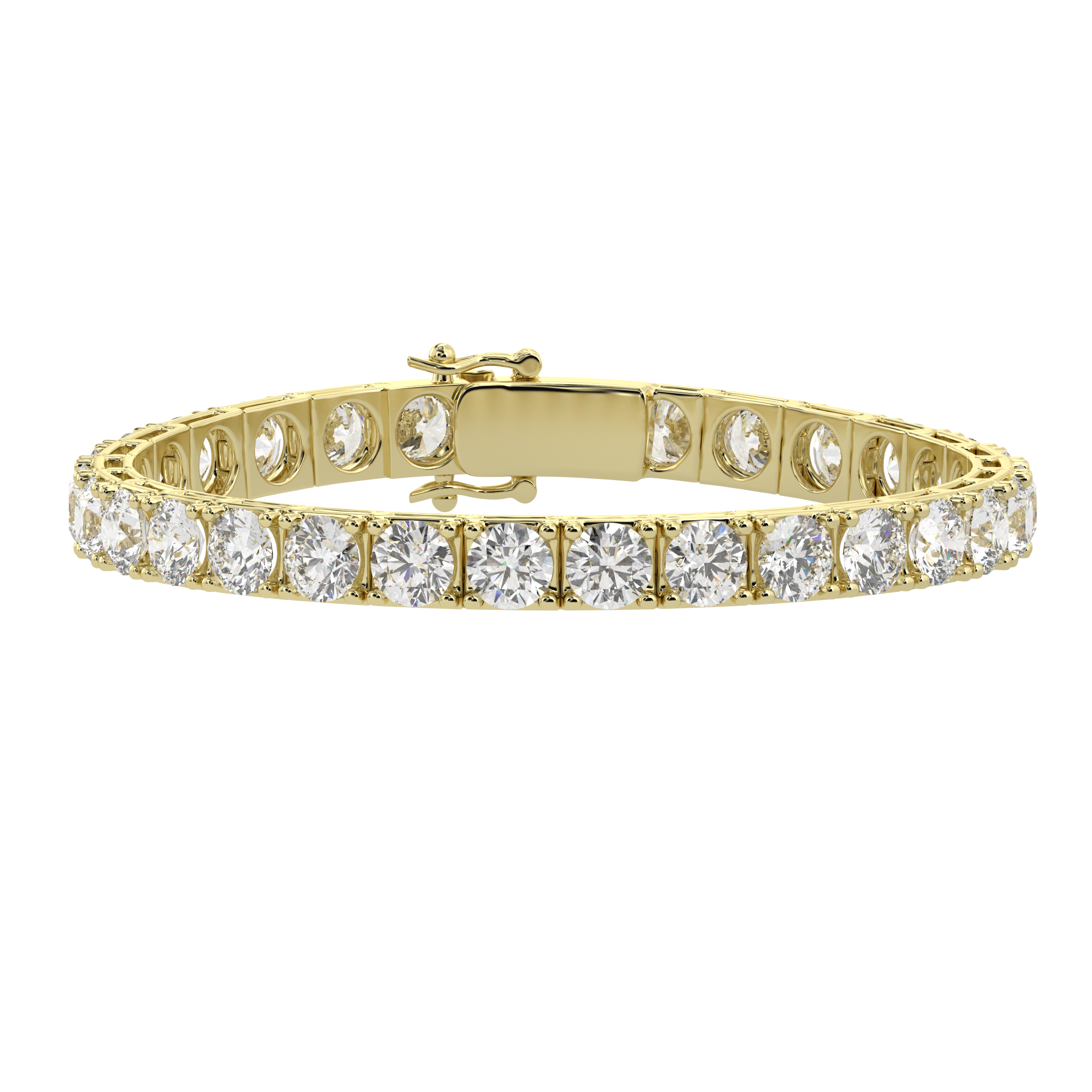 21 Carat Round Lab Grown Diamond Women's Tennis Bracelet Crafted in Solid Gold