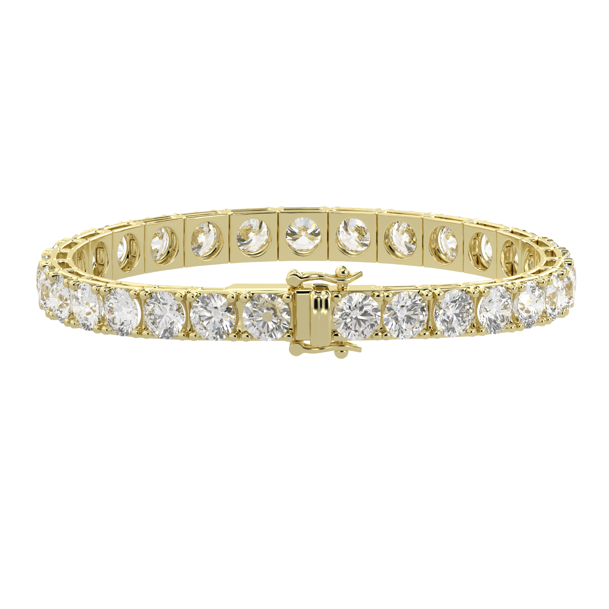 21 Carat Round Lab Grown Diamond Women's Tennis Bracelet Crafted in Solid Gold