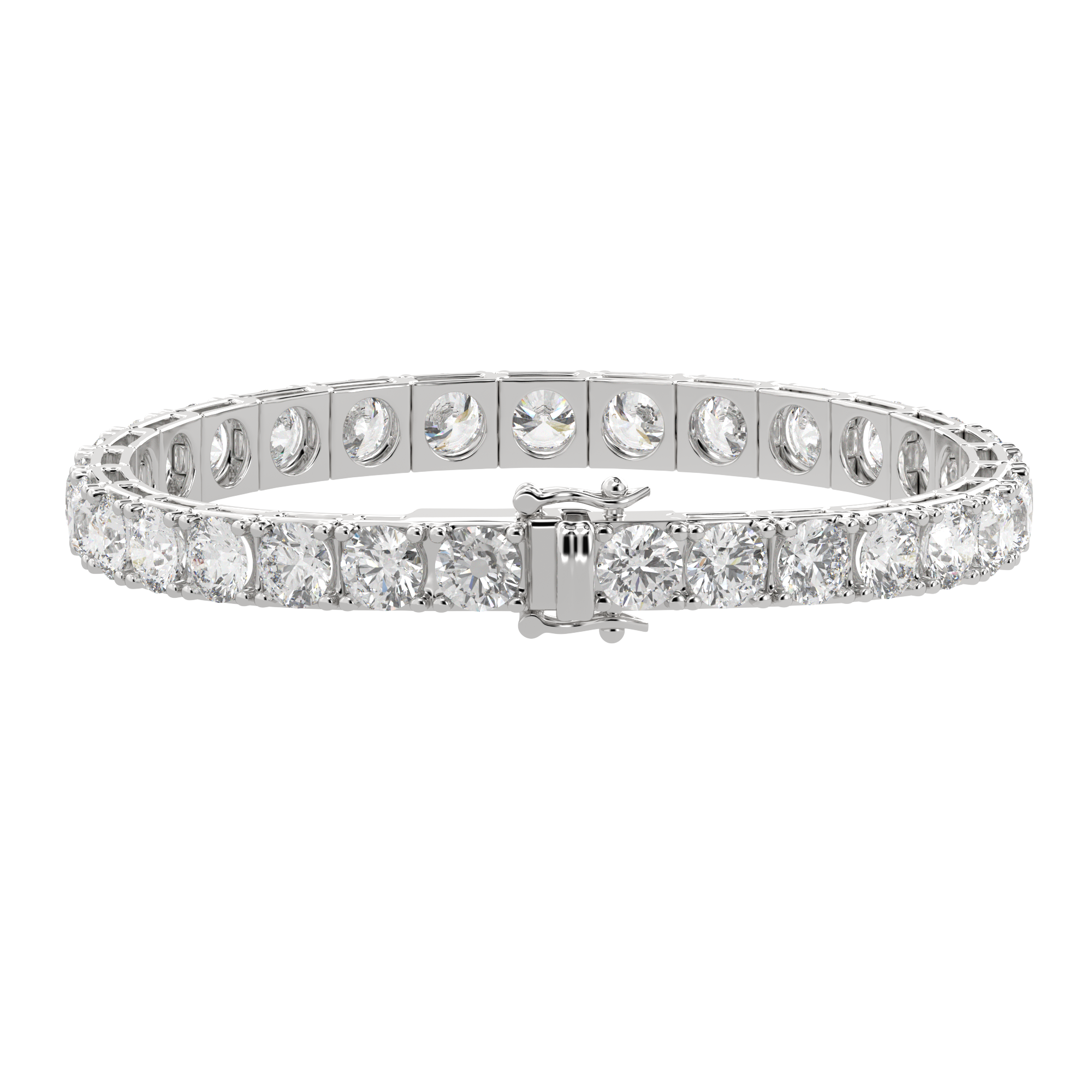 21 Carat Round Lab Grown Diamond Women's Tennis Bracelet Crafted in Solid Gold