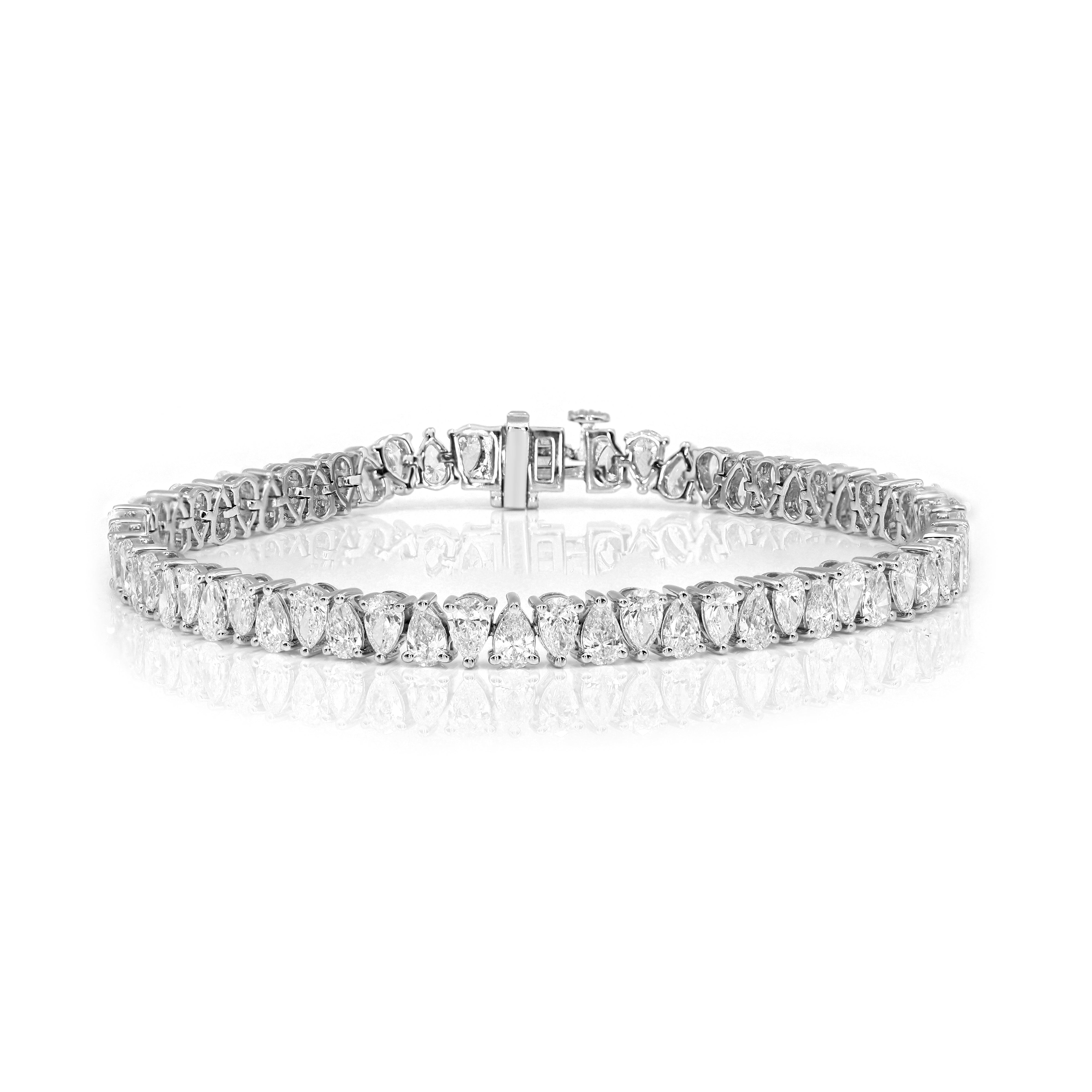 Keeva Jewels Pear Diamond Single Line Prong Set Tennis Bracelet - KJB7721