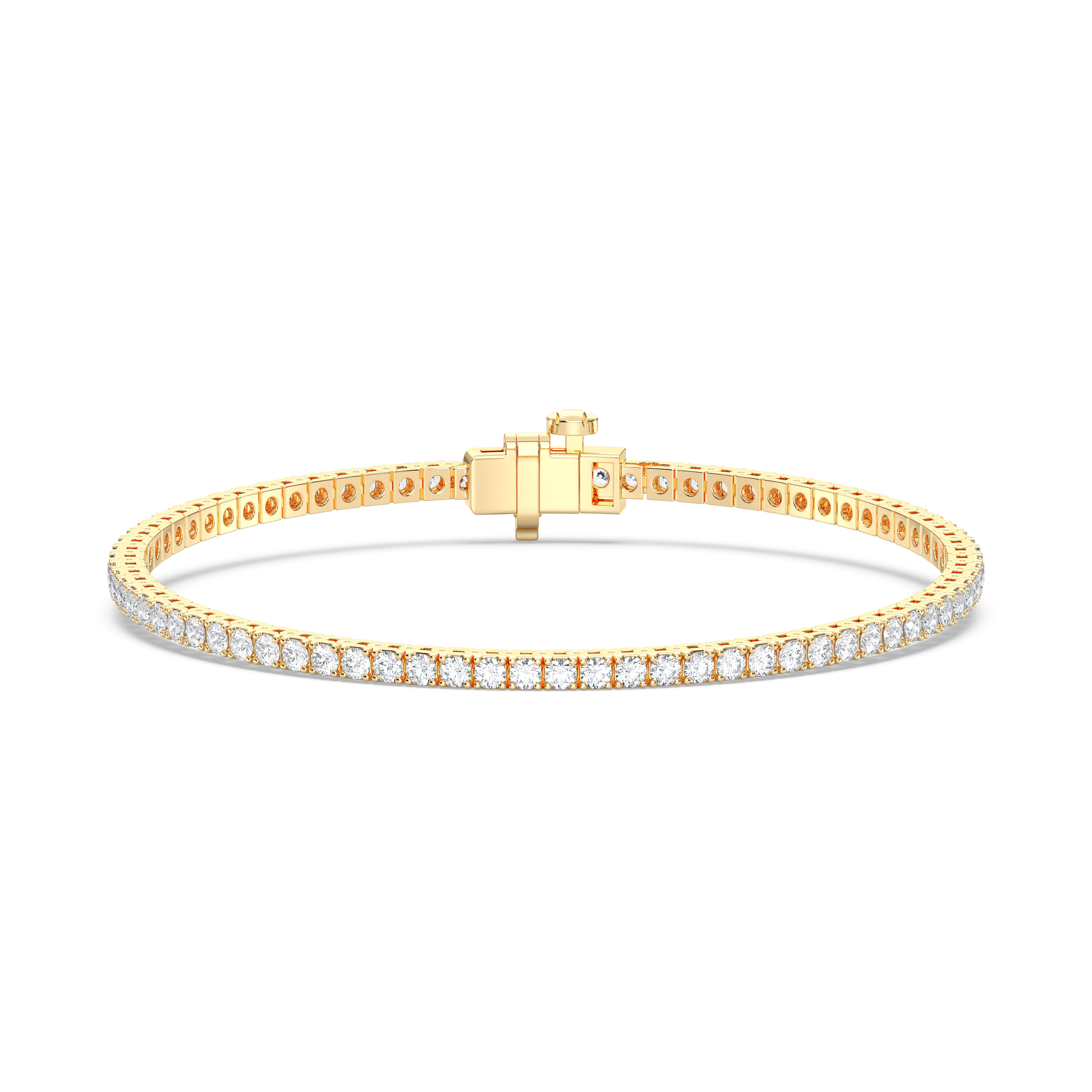 2.20 Carat Round Lab Grown Diamond Women's Tennis Bracelet Crafted in Solid Gold