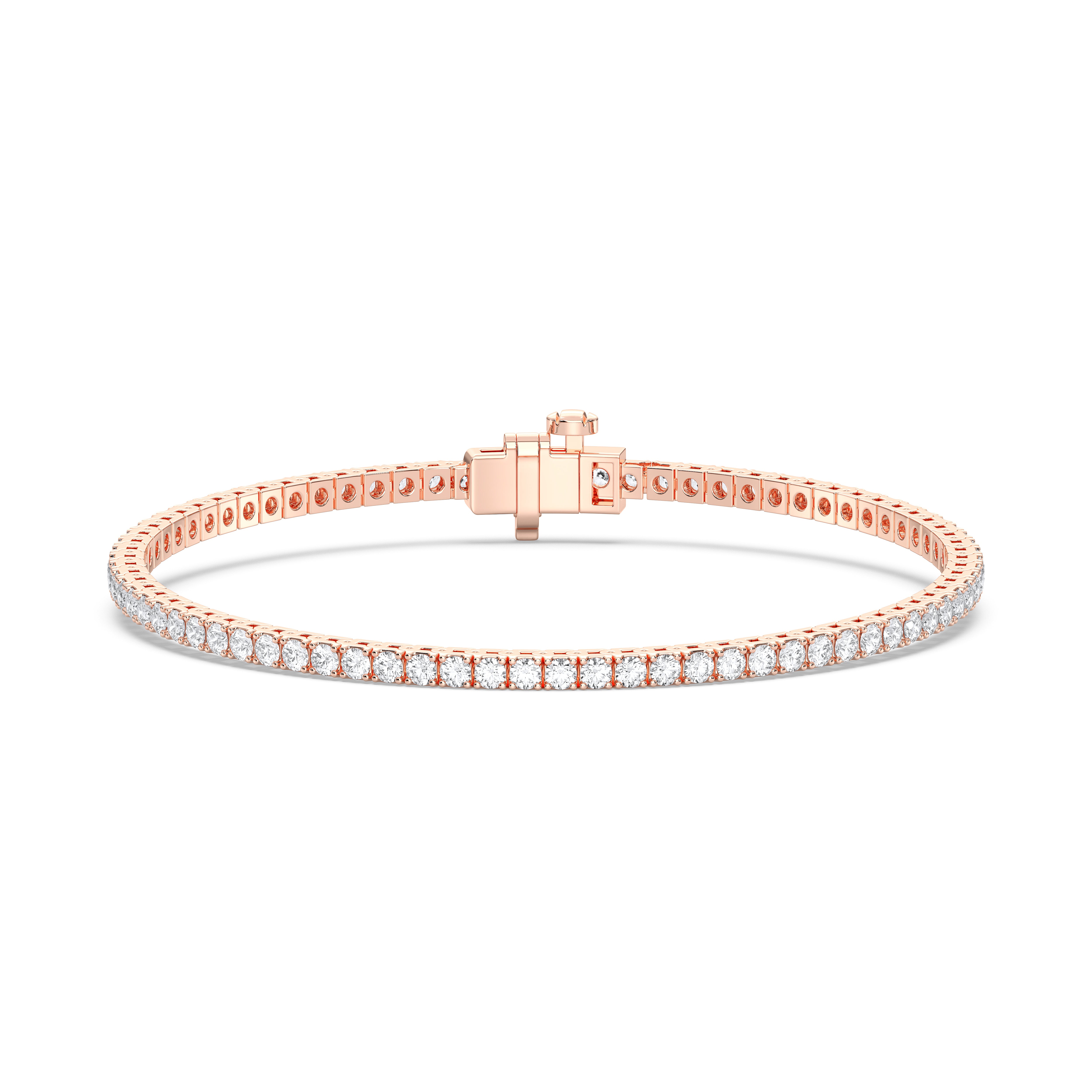 2.20 Carat Round Lab Grown Diamond Women's Tennis Bracelet Crafted in Solid Gold