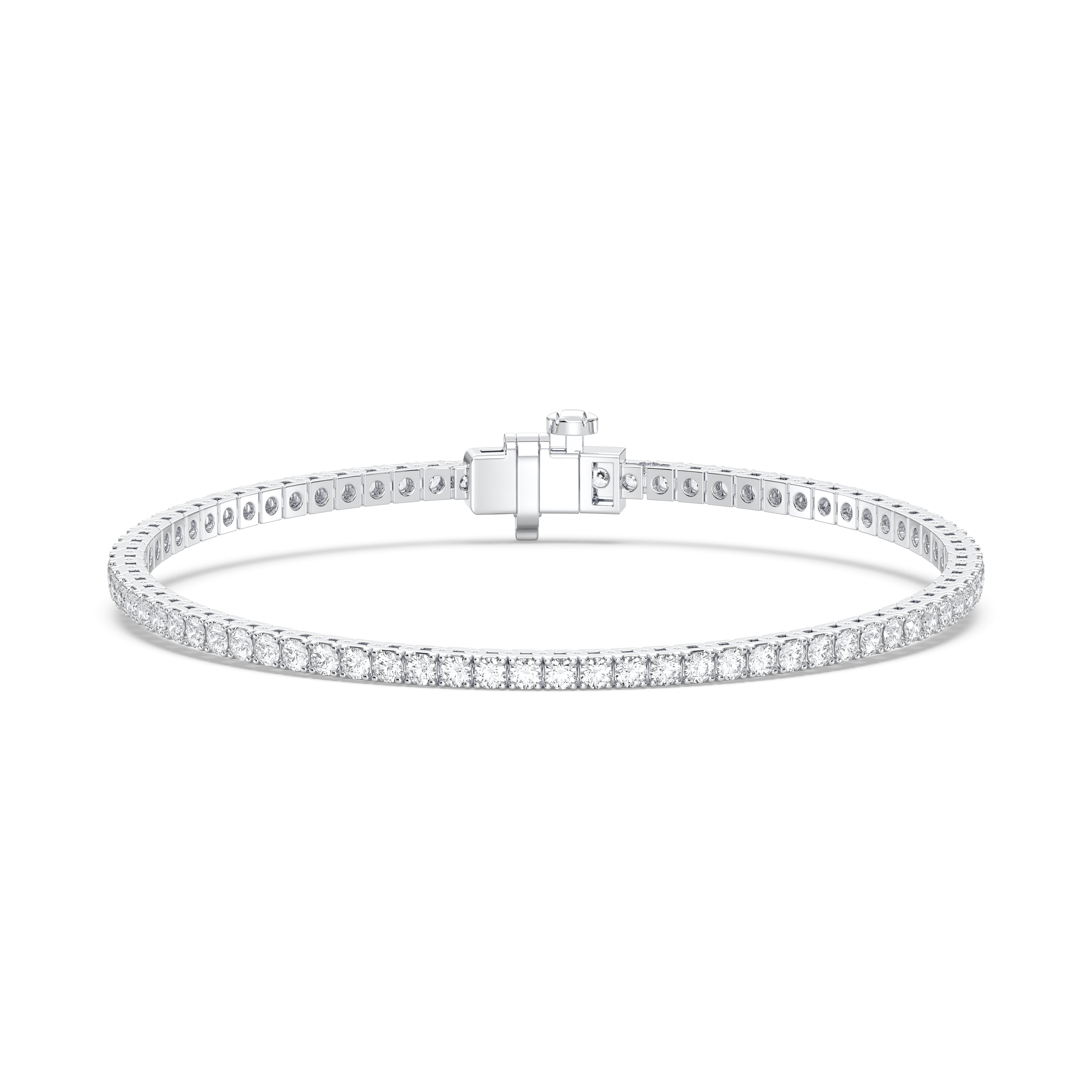 2.20 Carat Round Lab Grown Diamond Women's Tennis Bracelet Crafted in Solid Gold