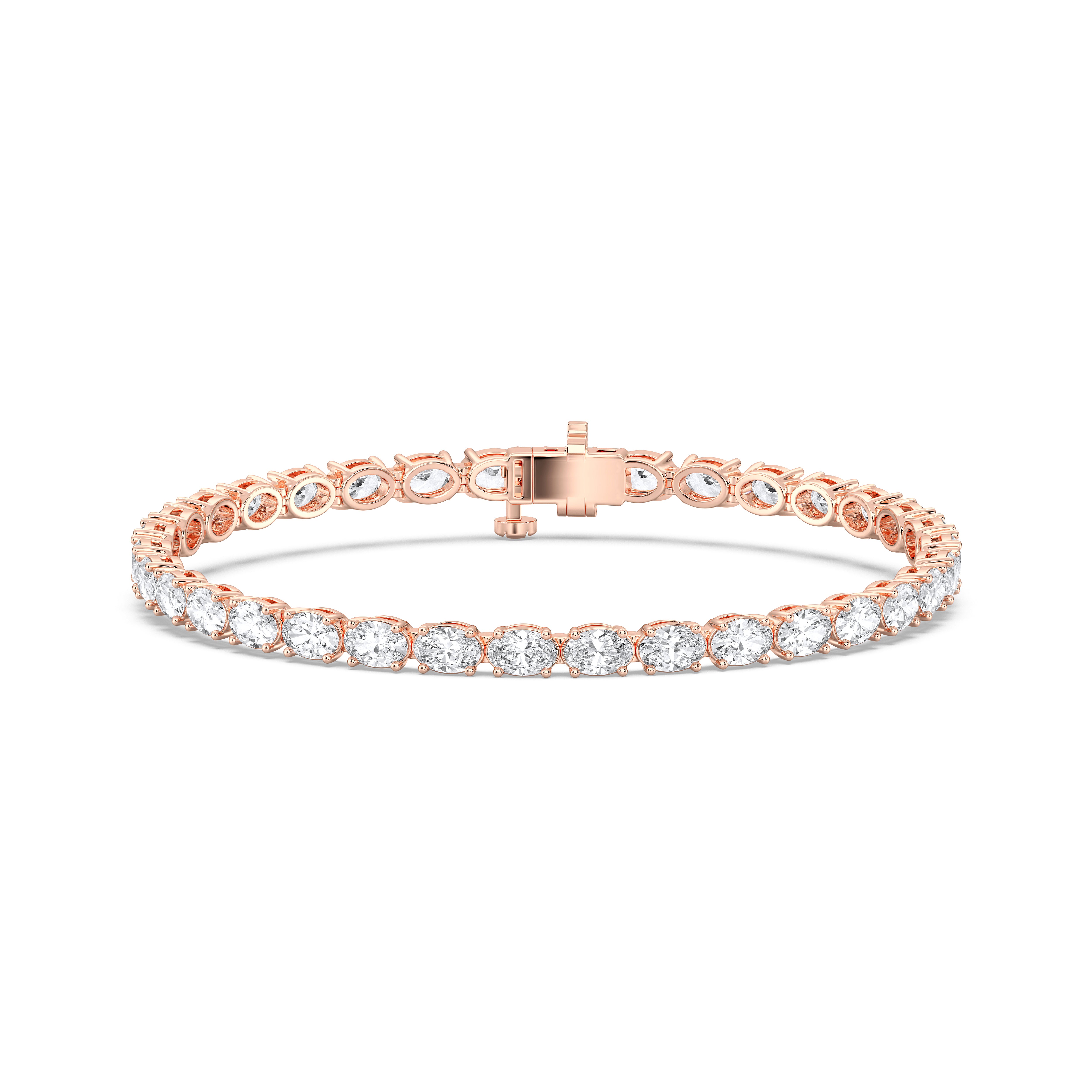 9.60 Carat Oval Shape Lab Grown Diamond Women's Tennis Bracelet Crafted in Solid Gold