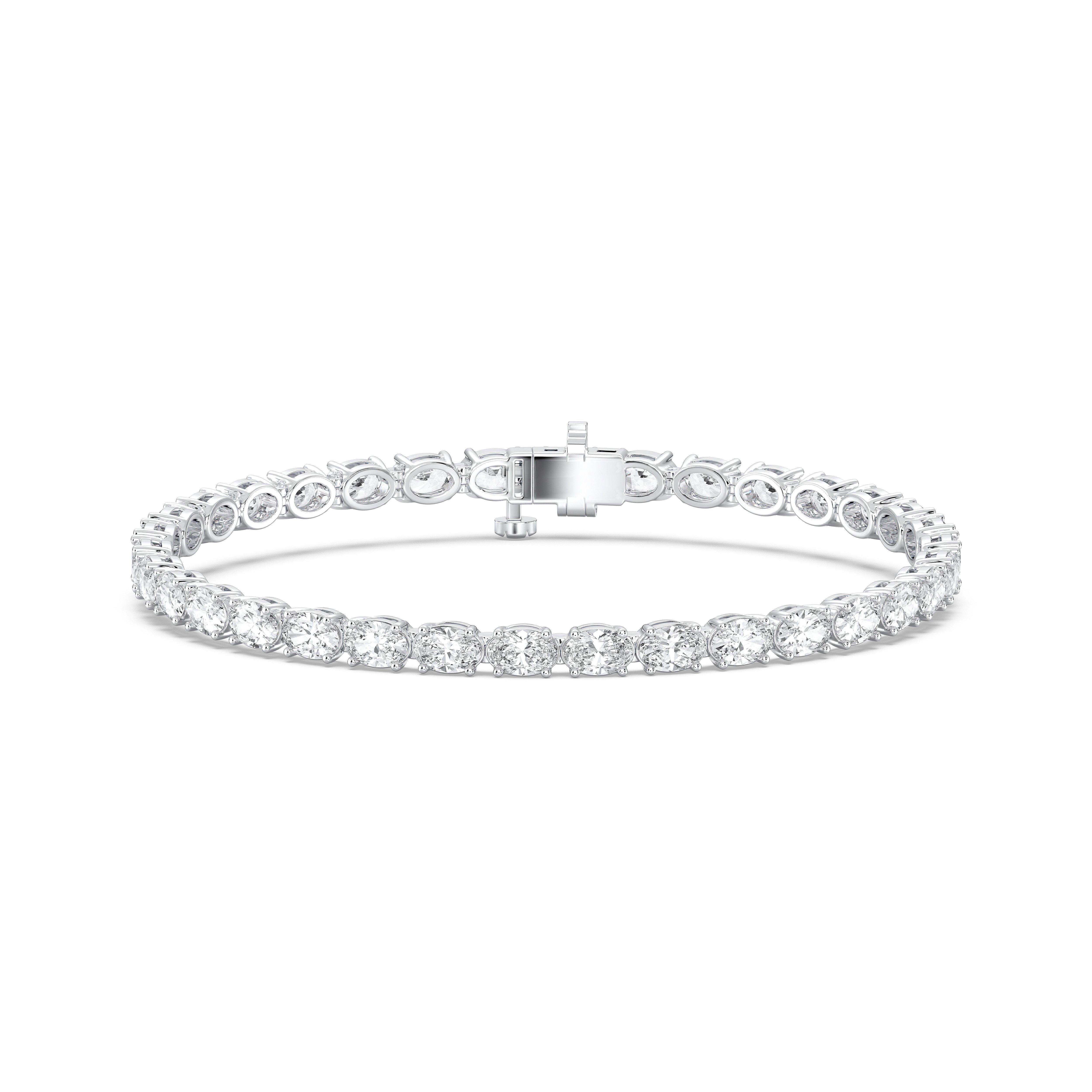 9.60 Carat Oval Shape Lab Grown Diamond Women's Tennis Bracelet Crafted in Solid Gold
