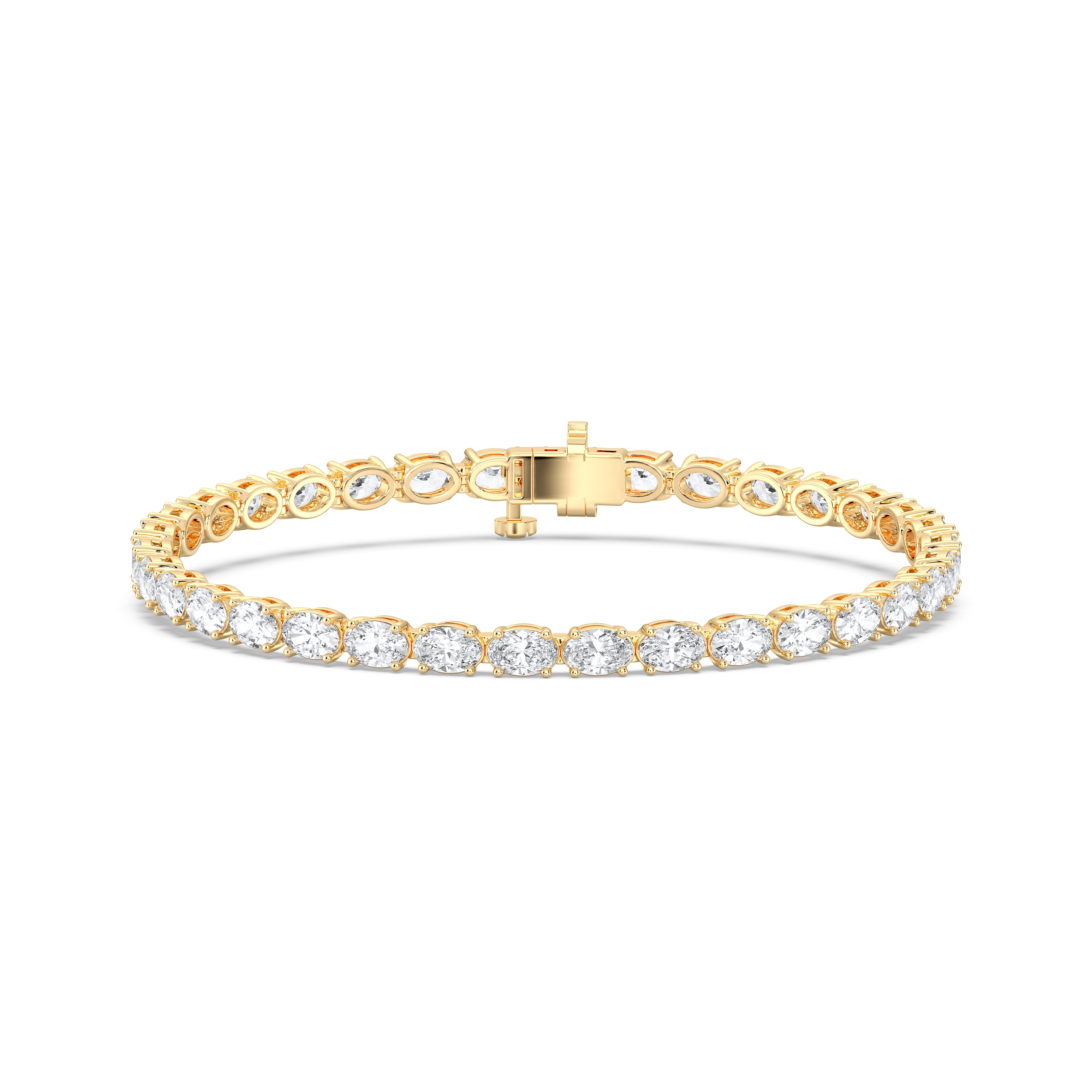 9.60 Carat Oval Shape Lab Grown Diamond Women's Tennis Bracelet Crafted in Solid Gold