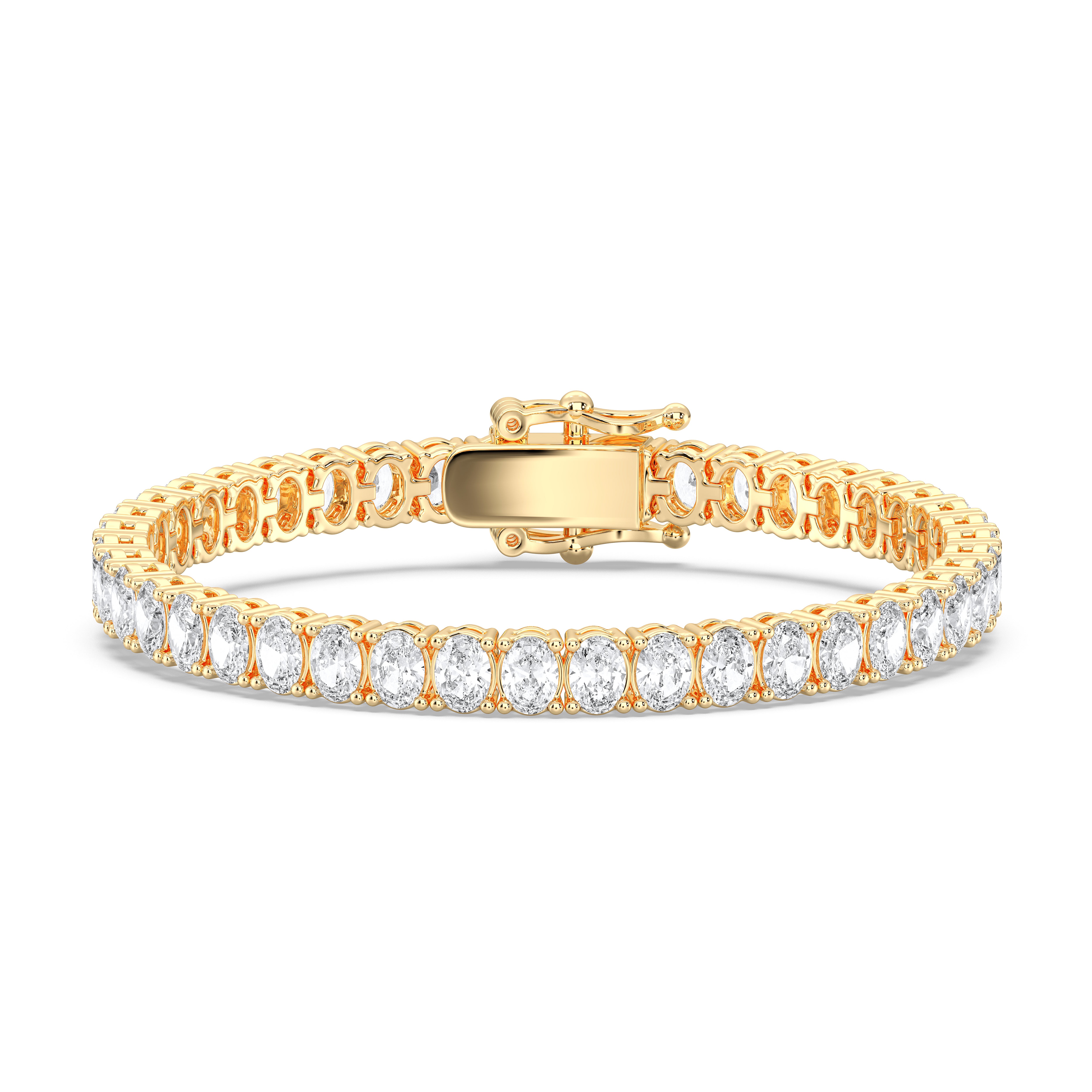 7.85 Carat Oval Shape Lab Grown Diamond Women's Tennis Bracelet Crafted in Solid Gold