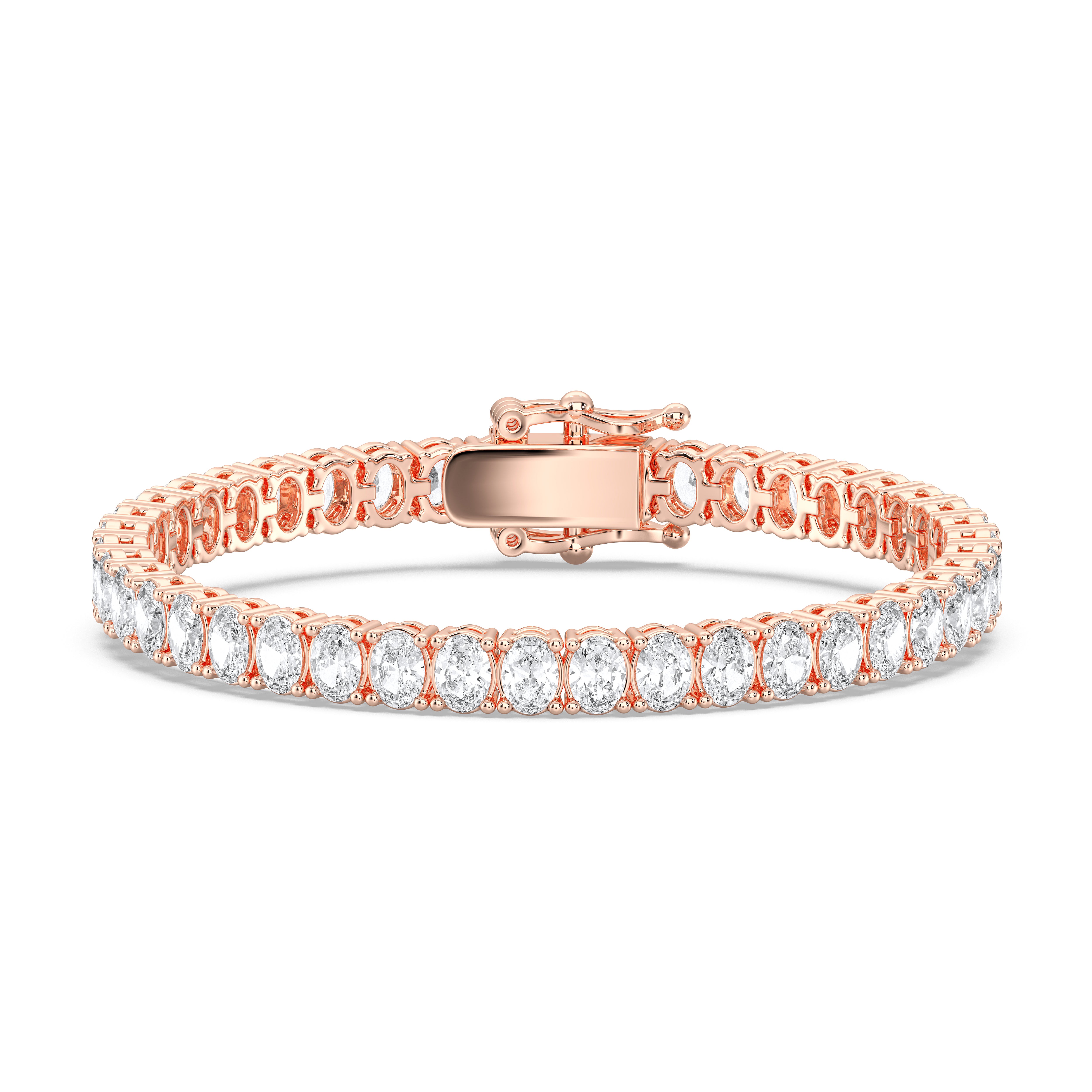 7.85 Carat Oval Shape Lab Grown Diamond Women's Tennis Bracelet Crafted in Solid Gold