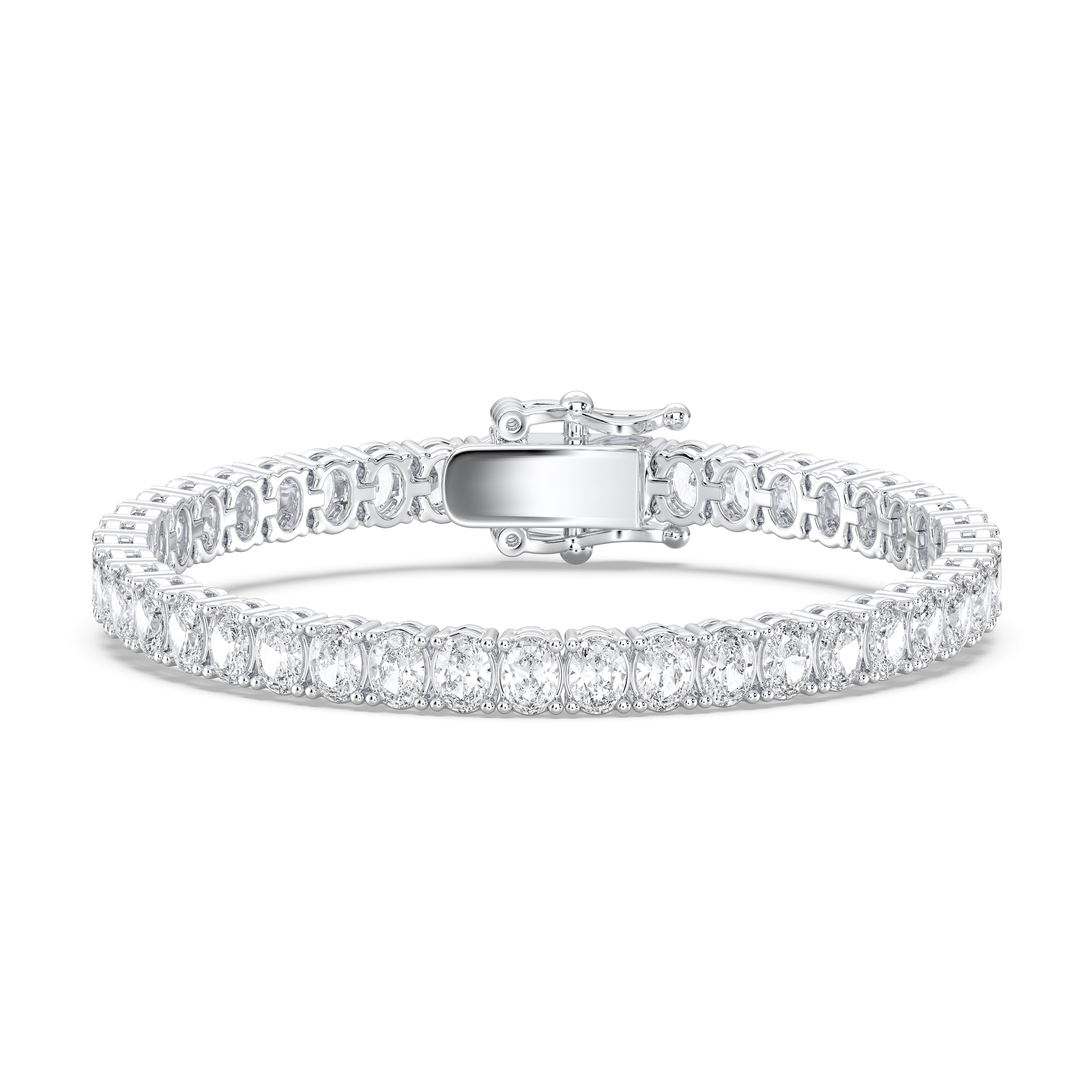 7.85 Carat Oval Shape Lab Grown Diamond Women's Tennis Bracelet Crafted in Solid Gold