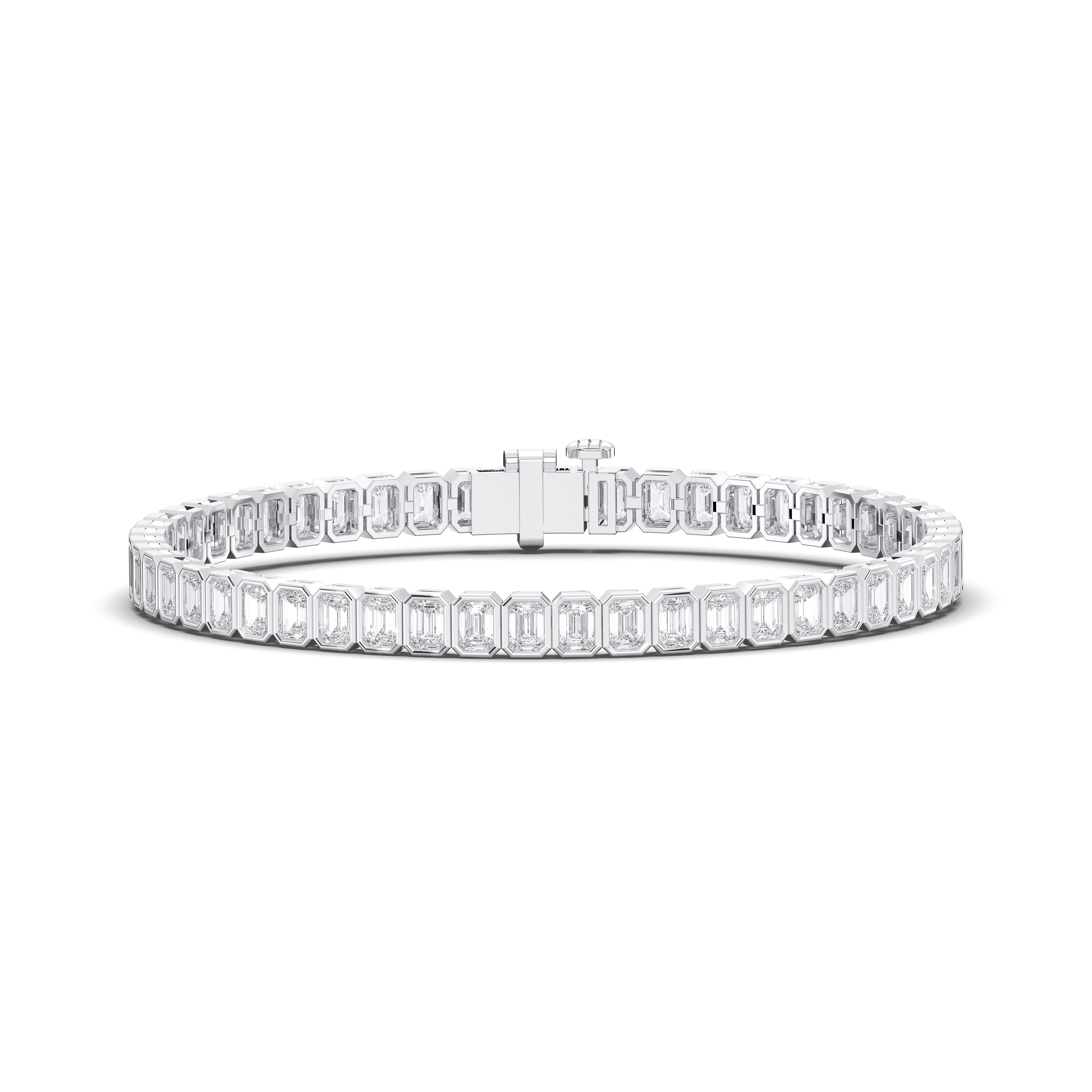 6 Carat Emerald Shape Lab Grown Diamond Women's Tennis Bracelet Crafted in Solid Gold