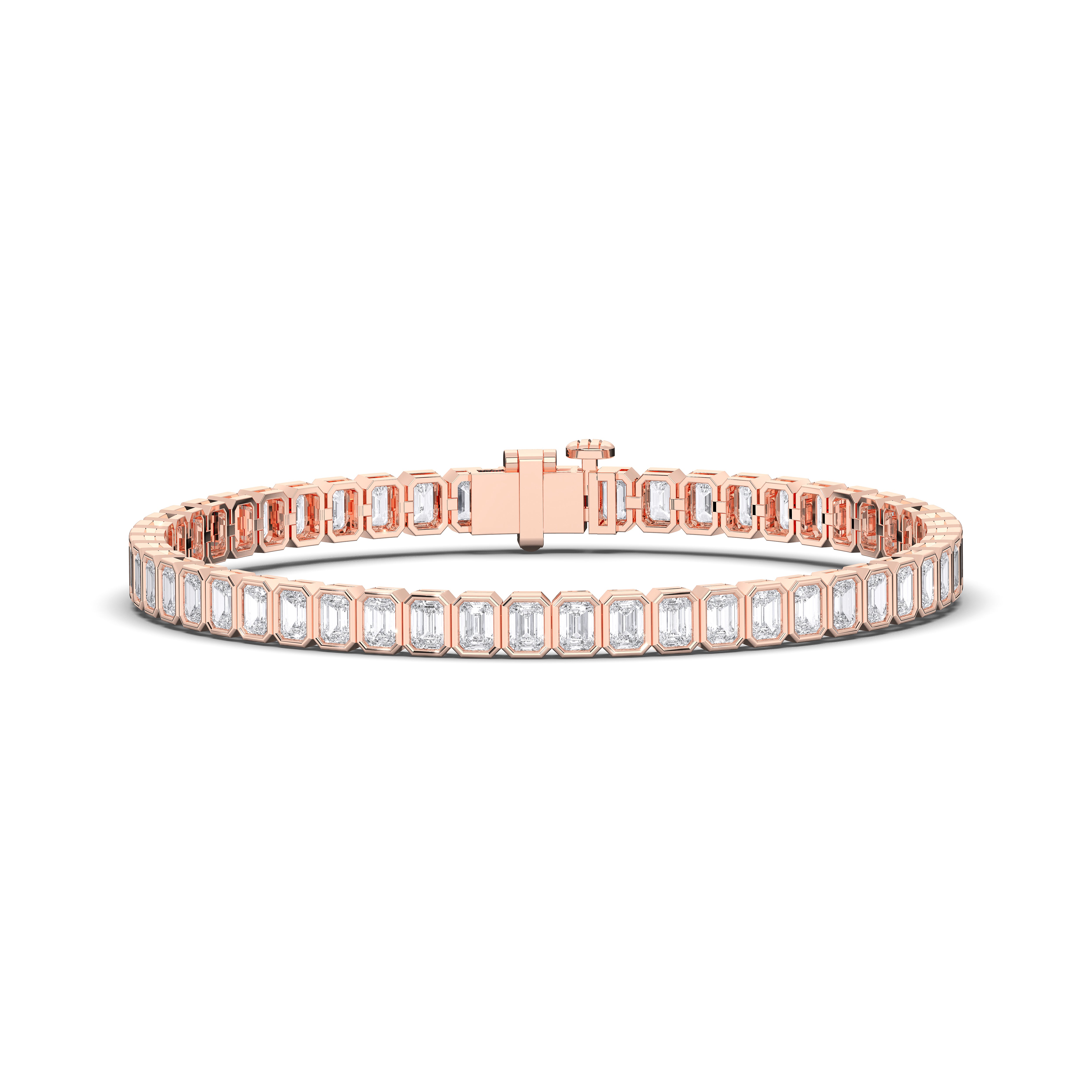 6 Carat Emerald Shape Lab Grown Diamond Women's Tennis Bracelet Crafted in Solid Gold