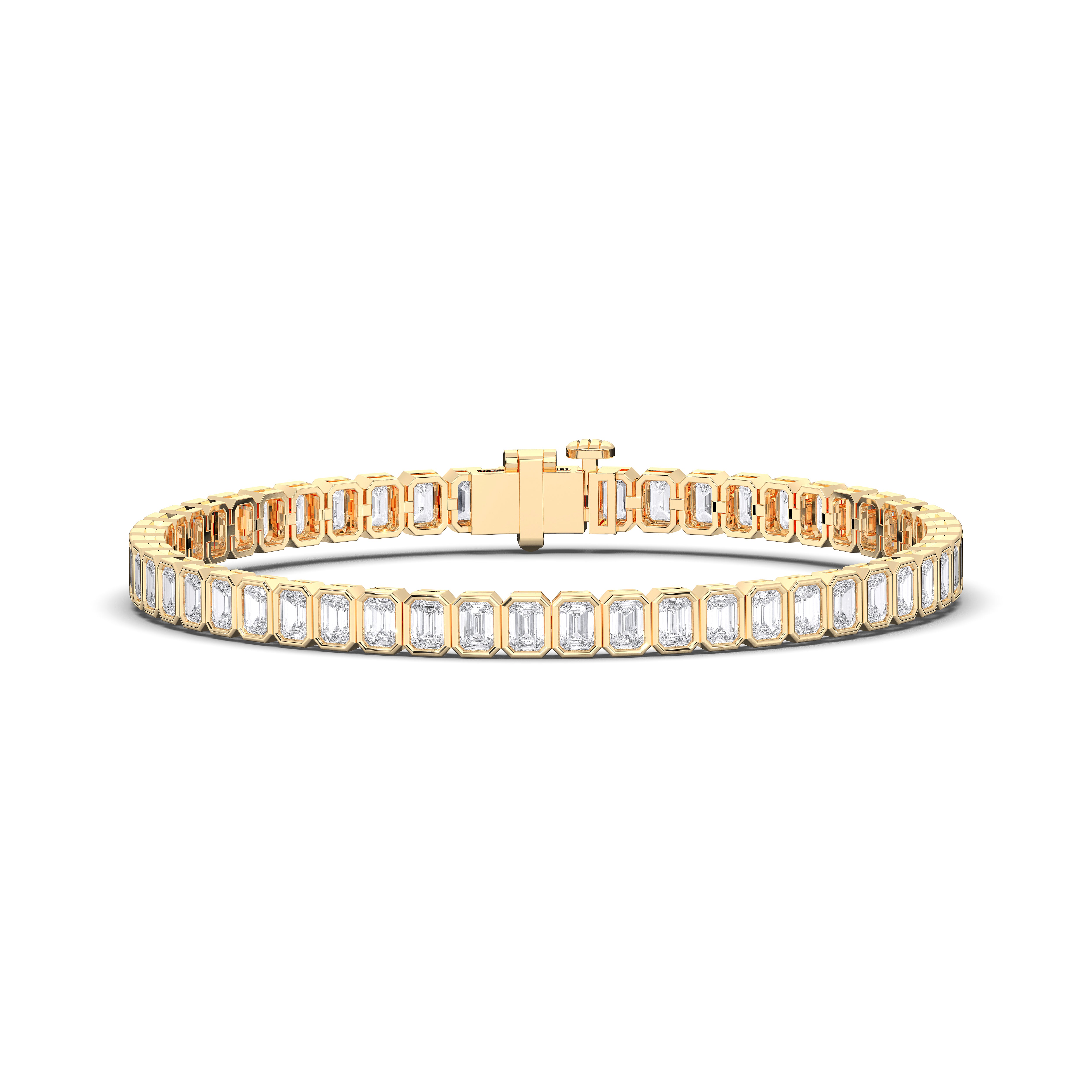 6 Carat Emerald Shape Lab Grown Diamond Women's Tennis Bracelet Crafted in Solid Gold