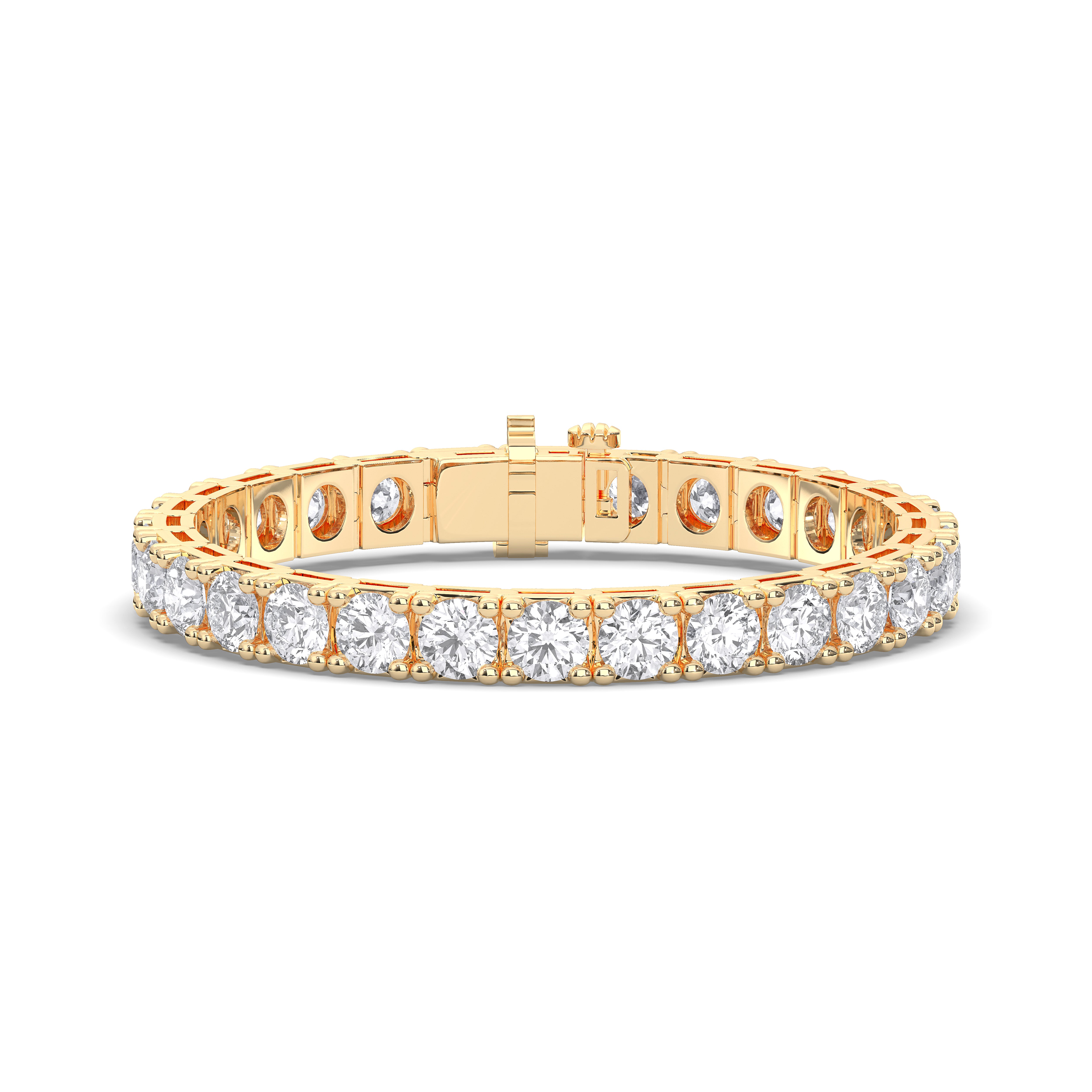15 Carat Emerald Shape Lab Grown Diamond Women's Tennis Bracelet Crafted in Solid Gold