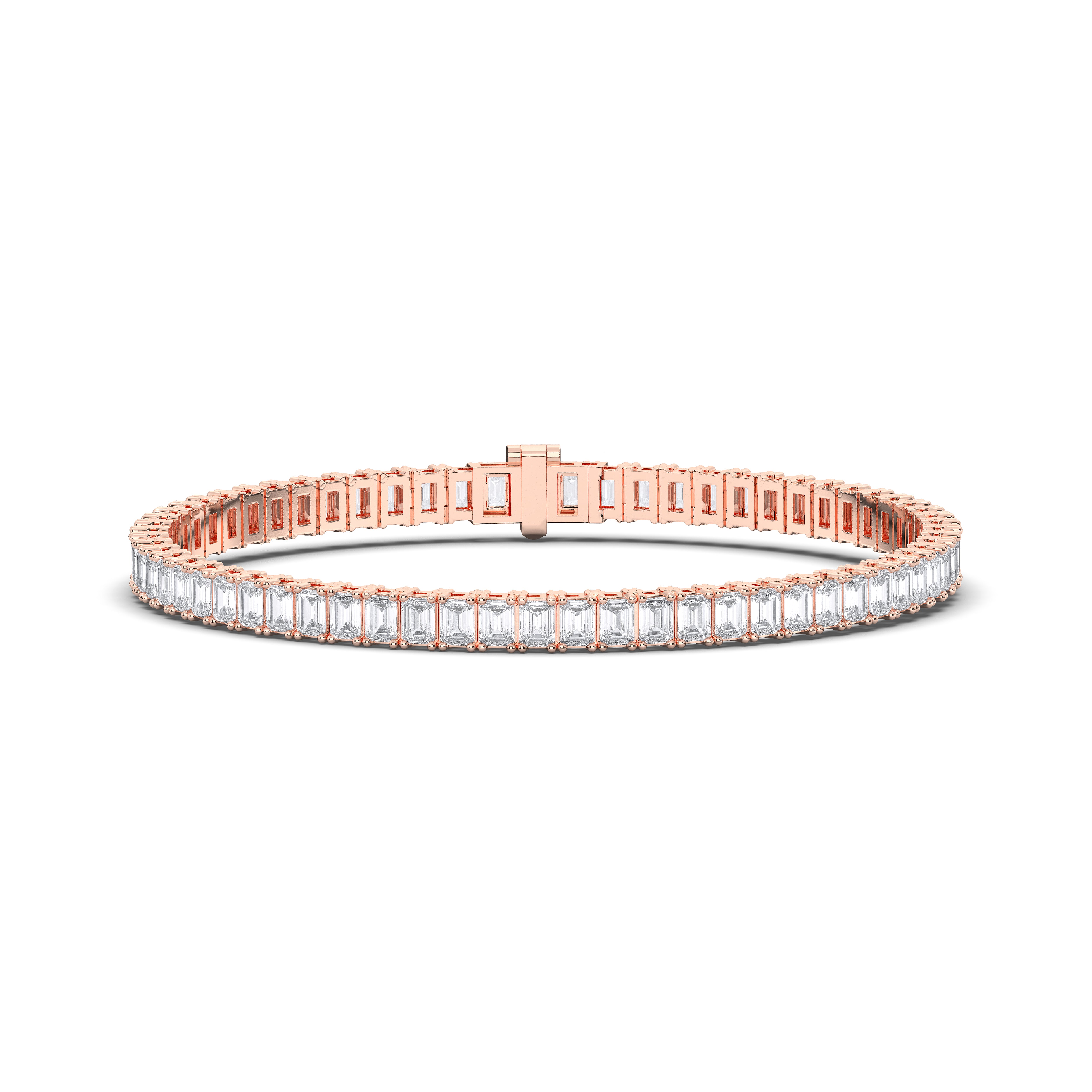 8 Carat Emerald Shape Lab Grown Diamond Women's Tennis Bracelet Crafted in Solid Gold