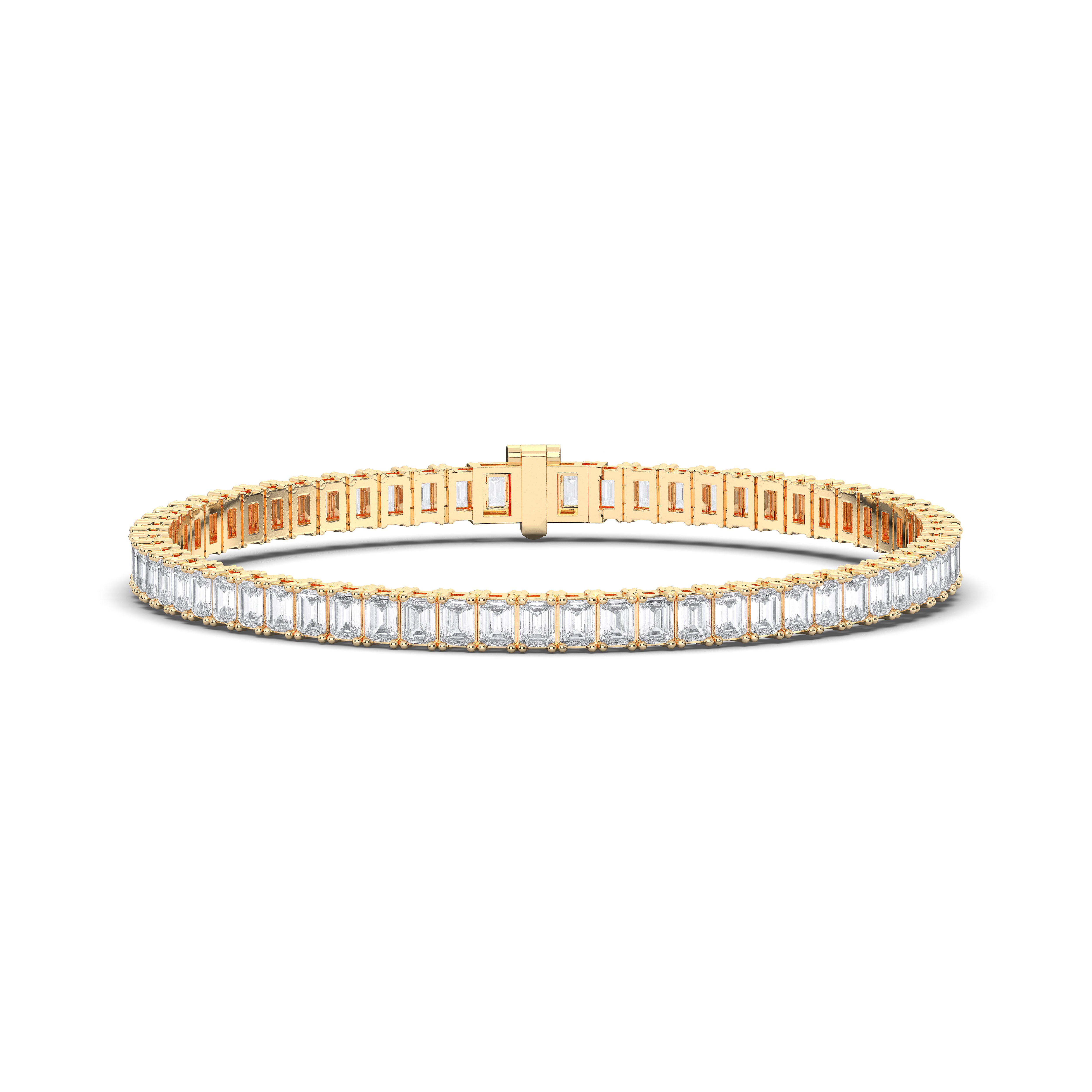 8 Carat Emerald Shape Lab Grown Diamond Women's Tennis Bracelet Crafted in Solid Gold