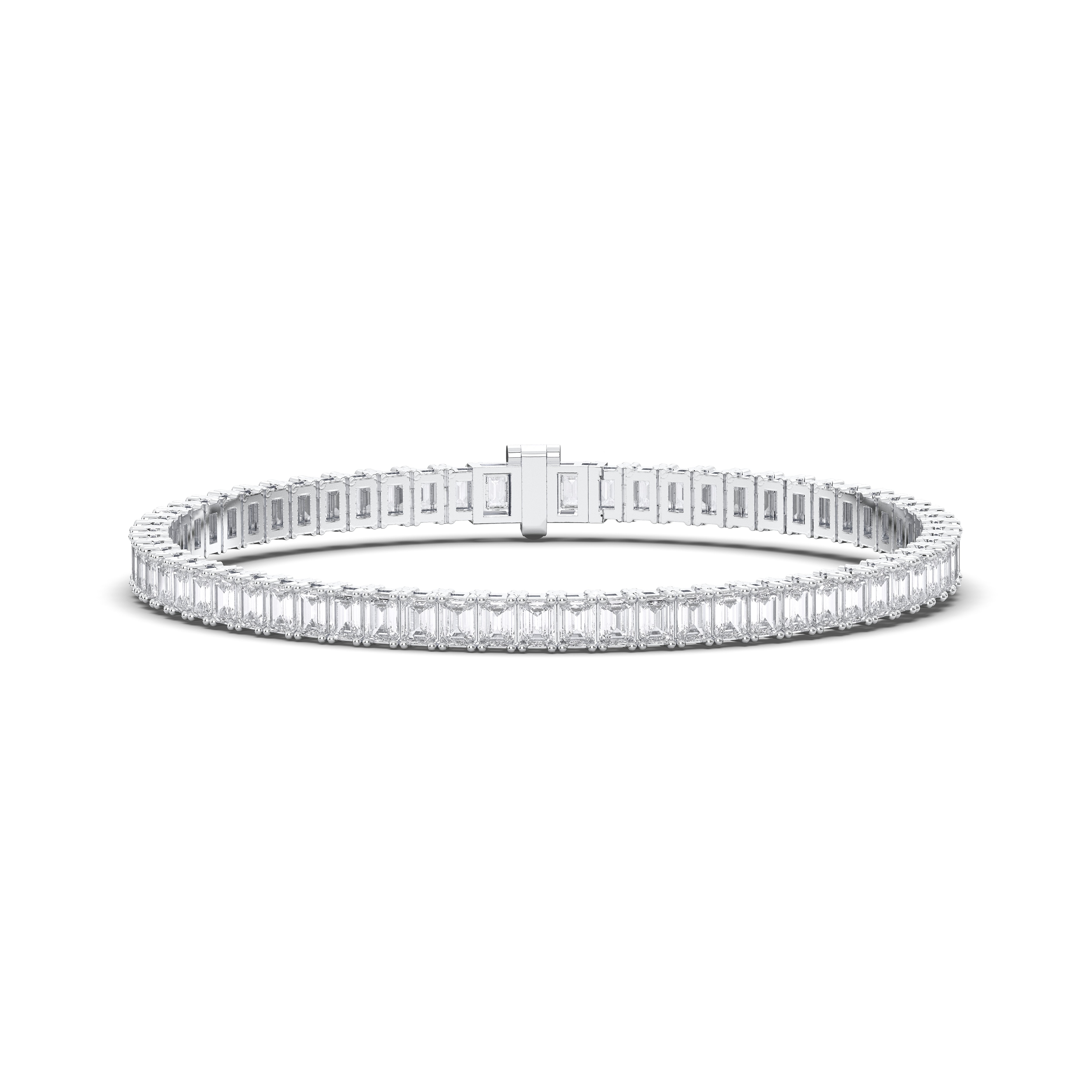 8 Carat Emerald Shape Lab Grown Diamond Women's Tennis Bracelet Crafted in Solid Gold