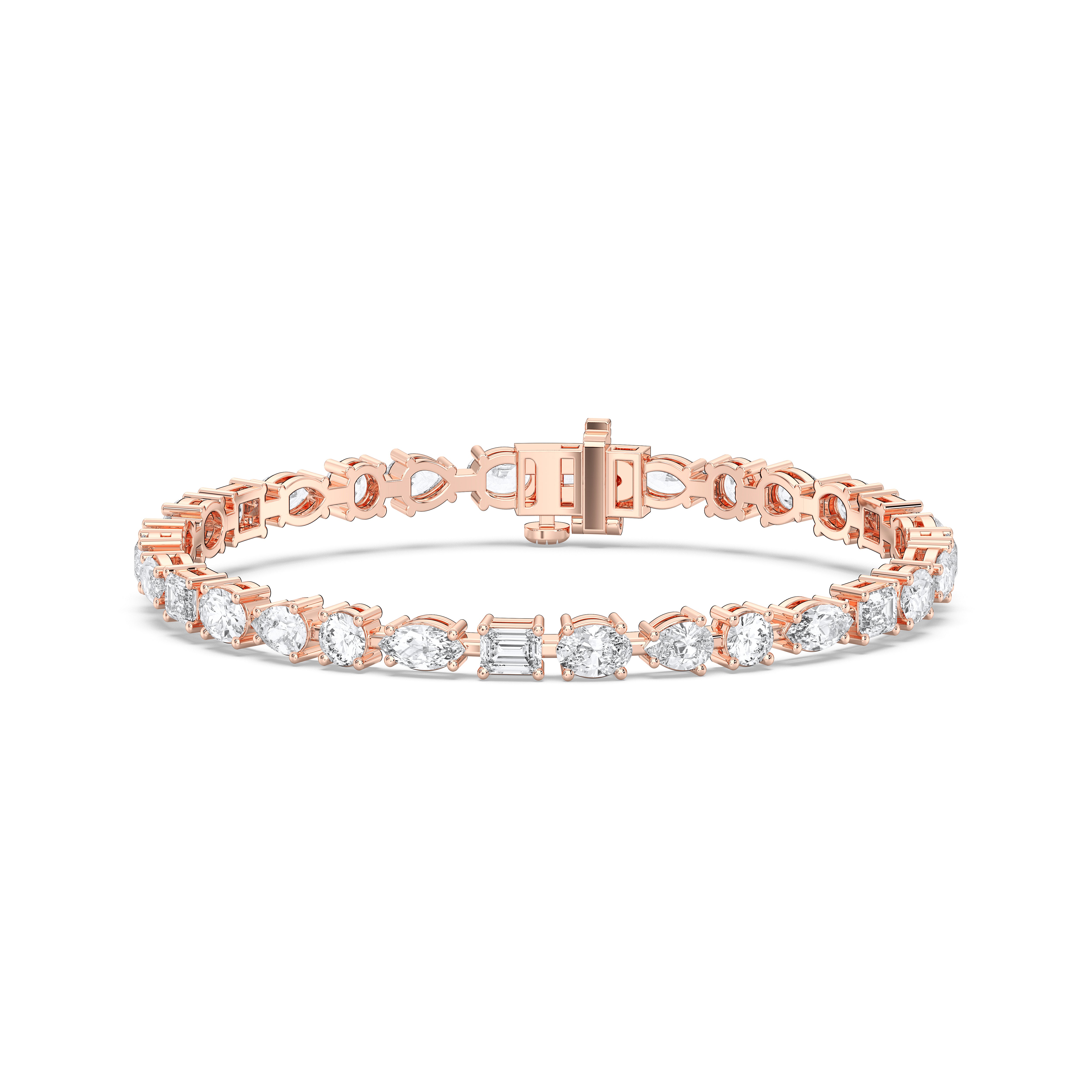 Round, Pear, Oval, Marquise and Emerald Shape Lab Grown Diamond Charm Bracelet Made in Solid Gold