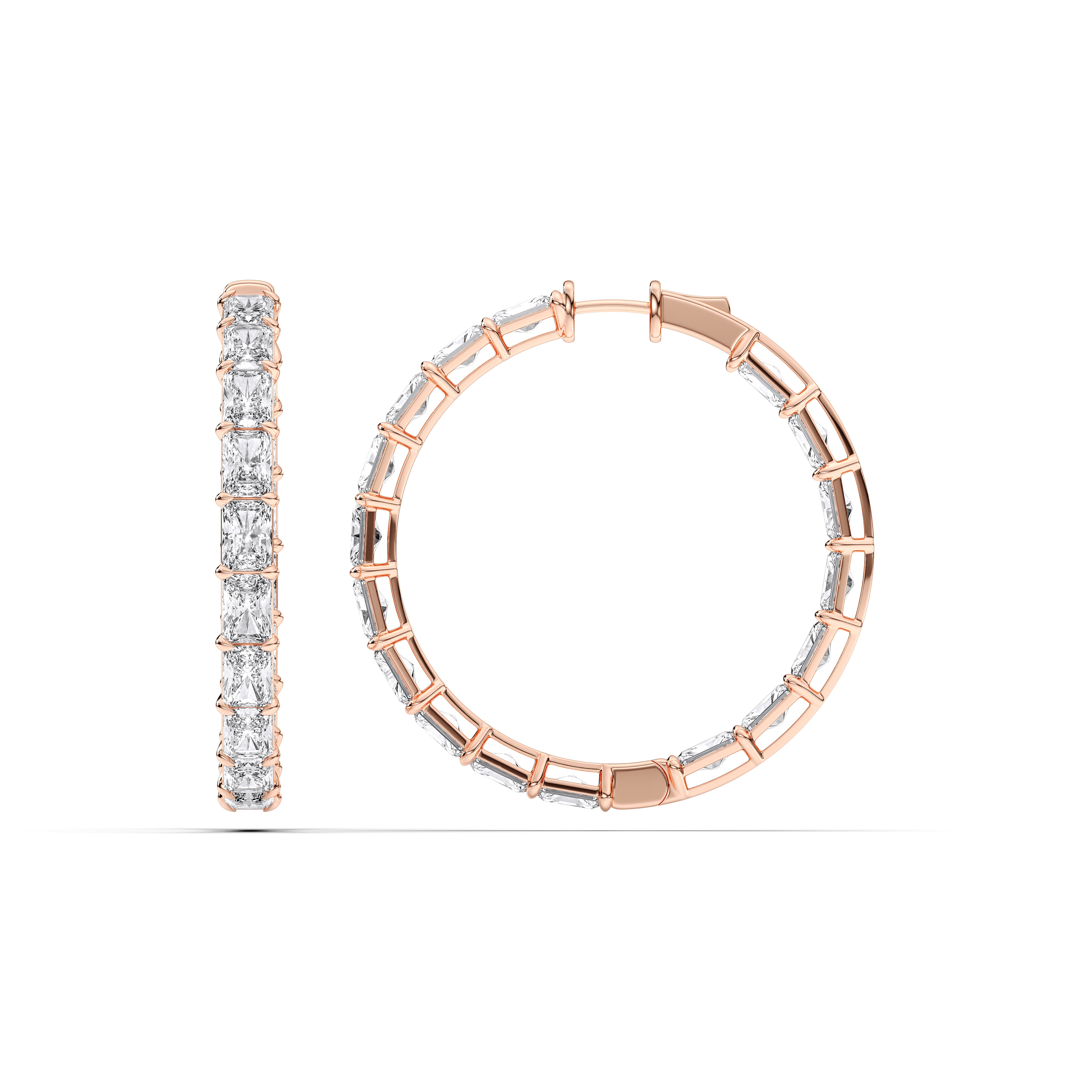 17.00 Carat Radiant Cut Lab Grown Diamond Hoop Earring