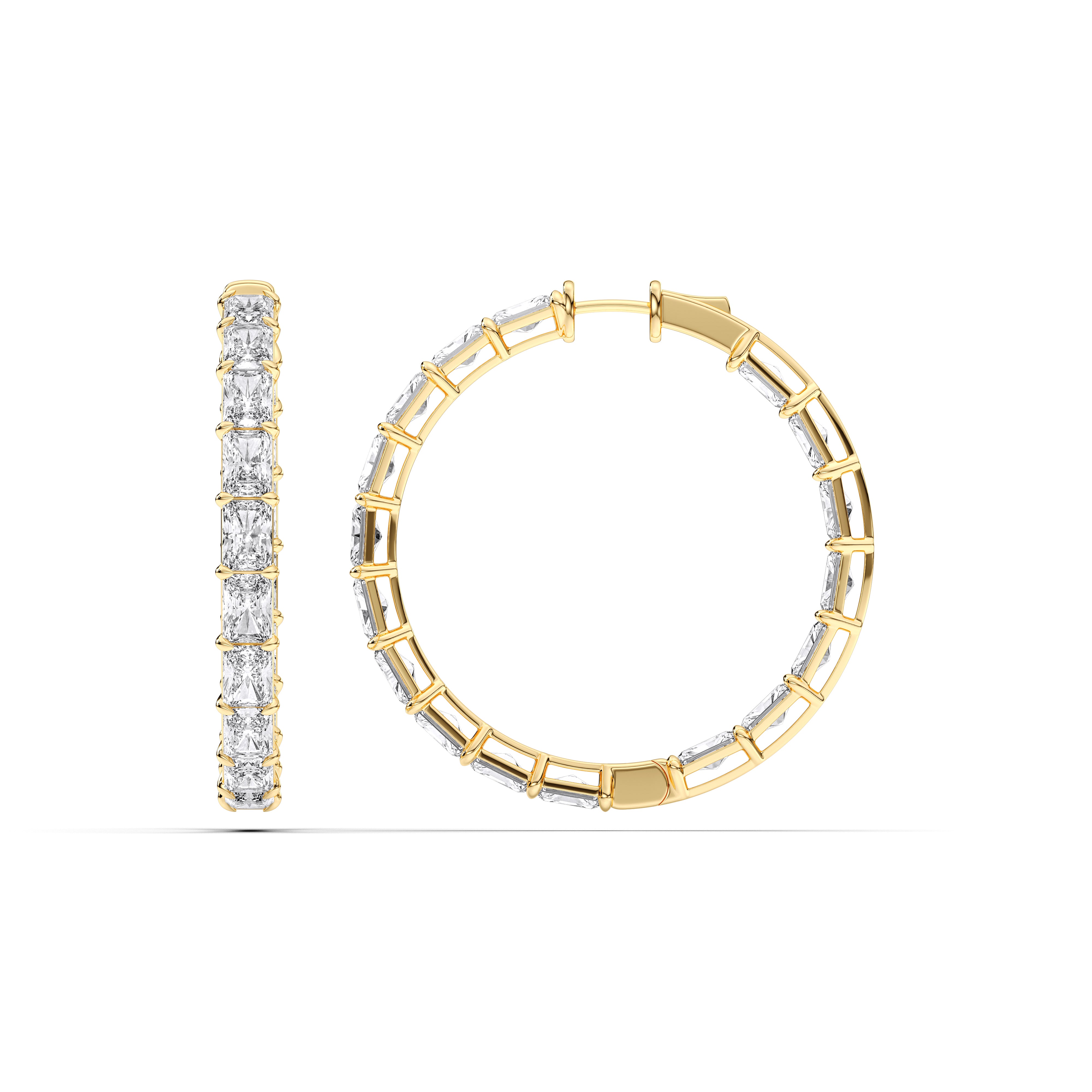 17.00 Carat Radiant Cut Lab Grown Diamond Hoop Earring
