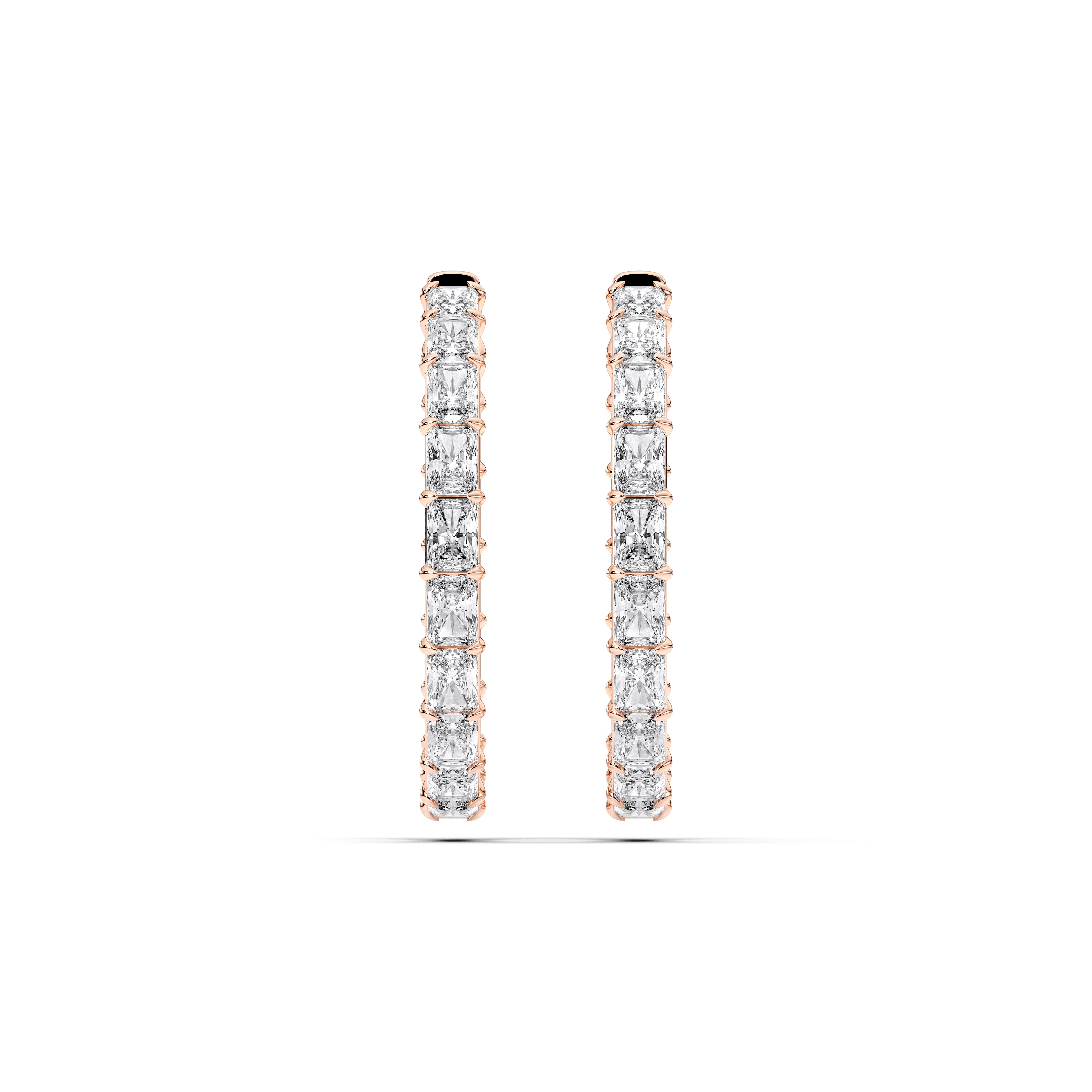 17.00 Carat Radiant Cut Lab Grown Diamond Hoop Earring