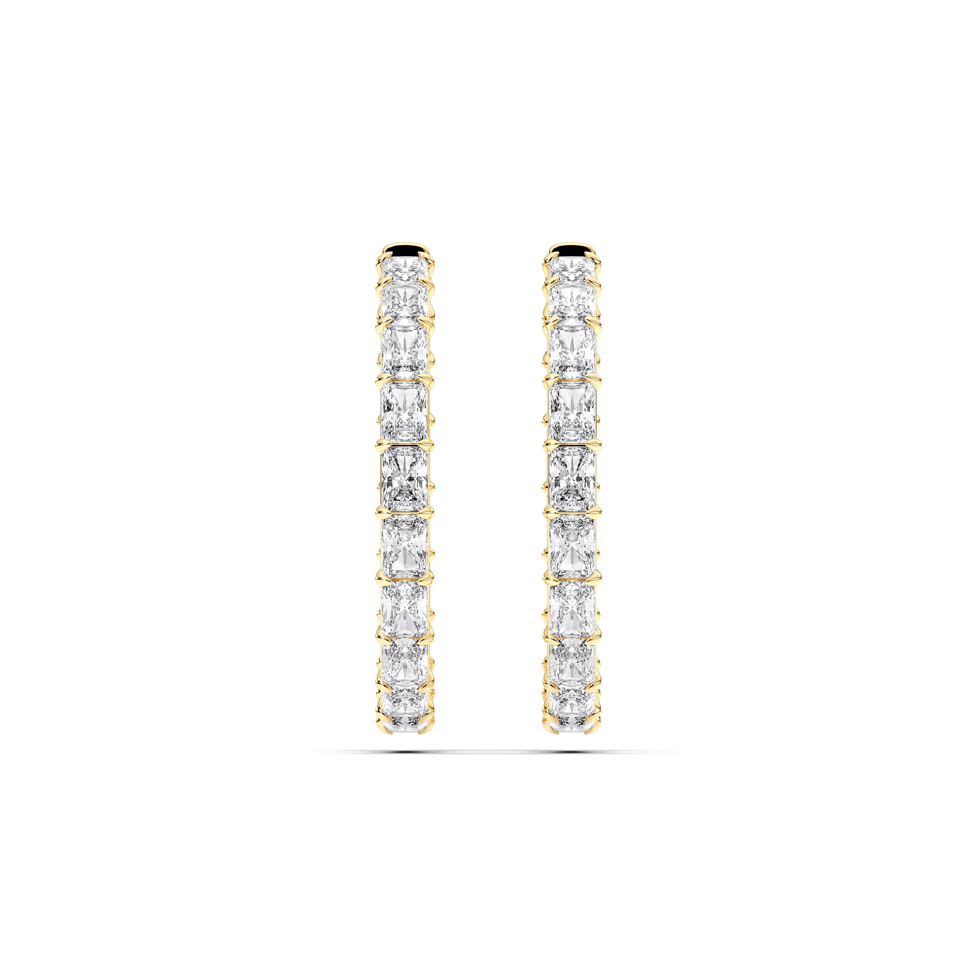 17.00 Carat Radiant Cut Lab Grown Diamond Hoop Earring