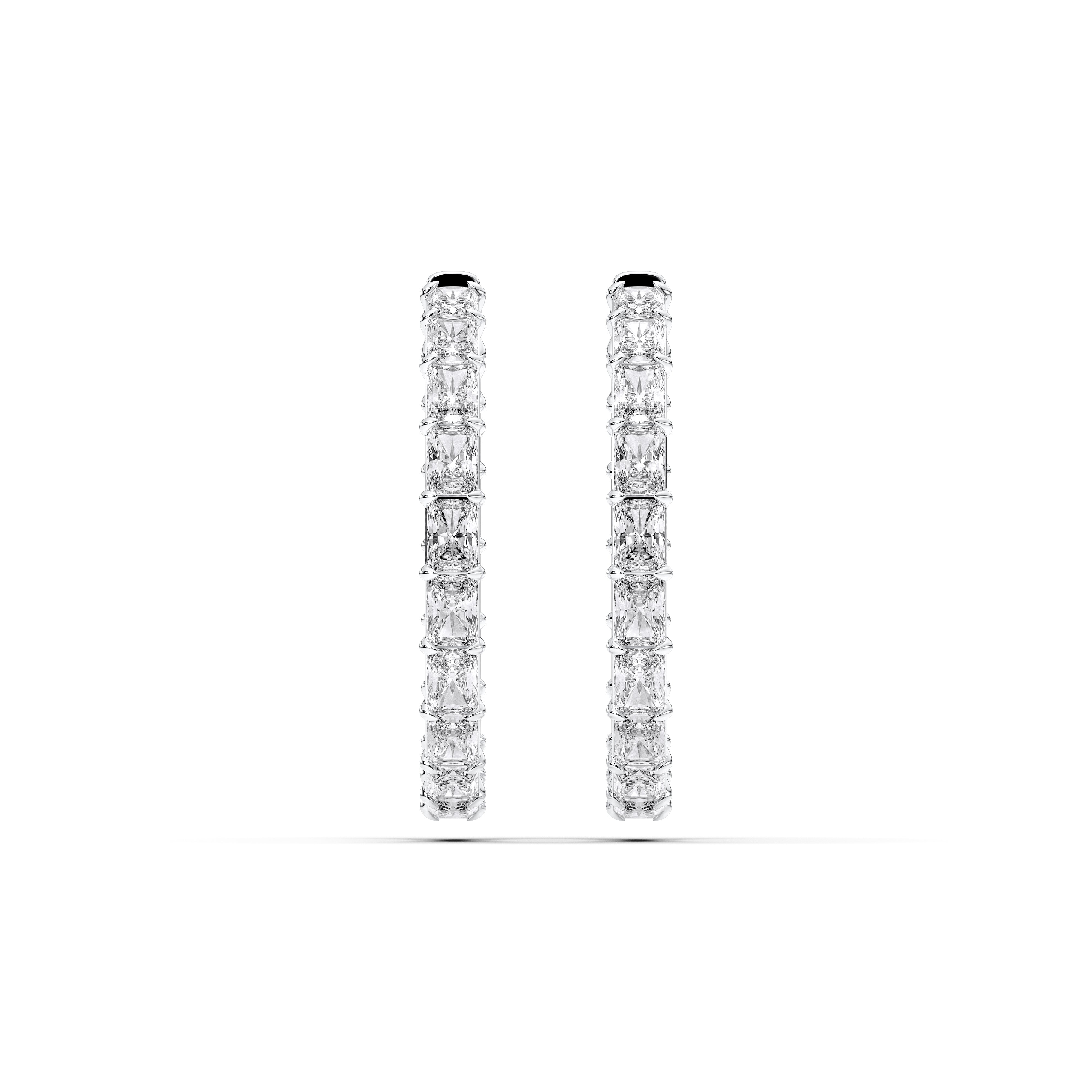 17.00 Carat Radiant Cut Lab Grown Diamond Hoop Earring