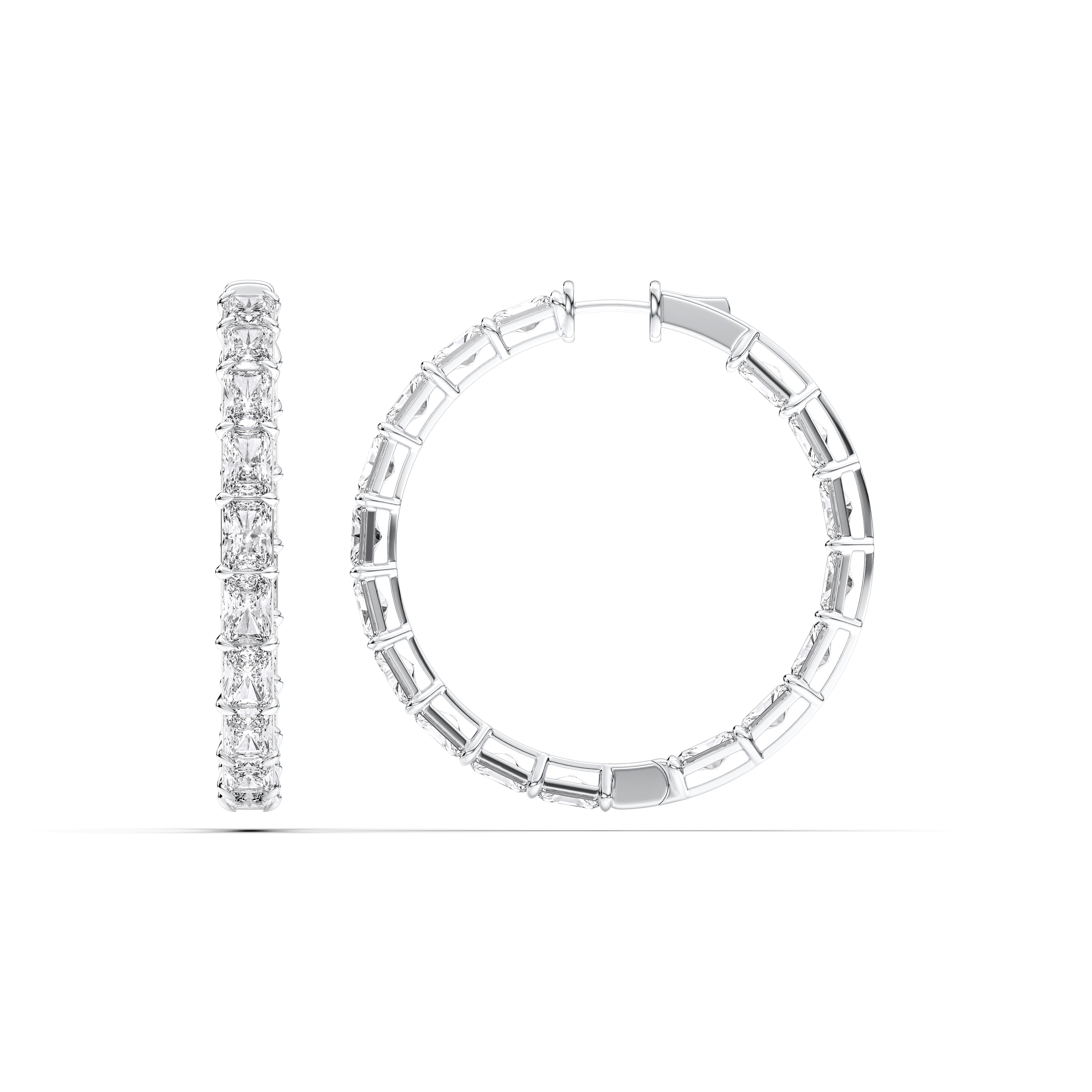 17.00 Carat Radiant Cut Lab Grown Diamond Hoop Earring