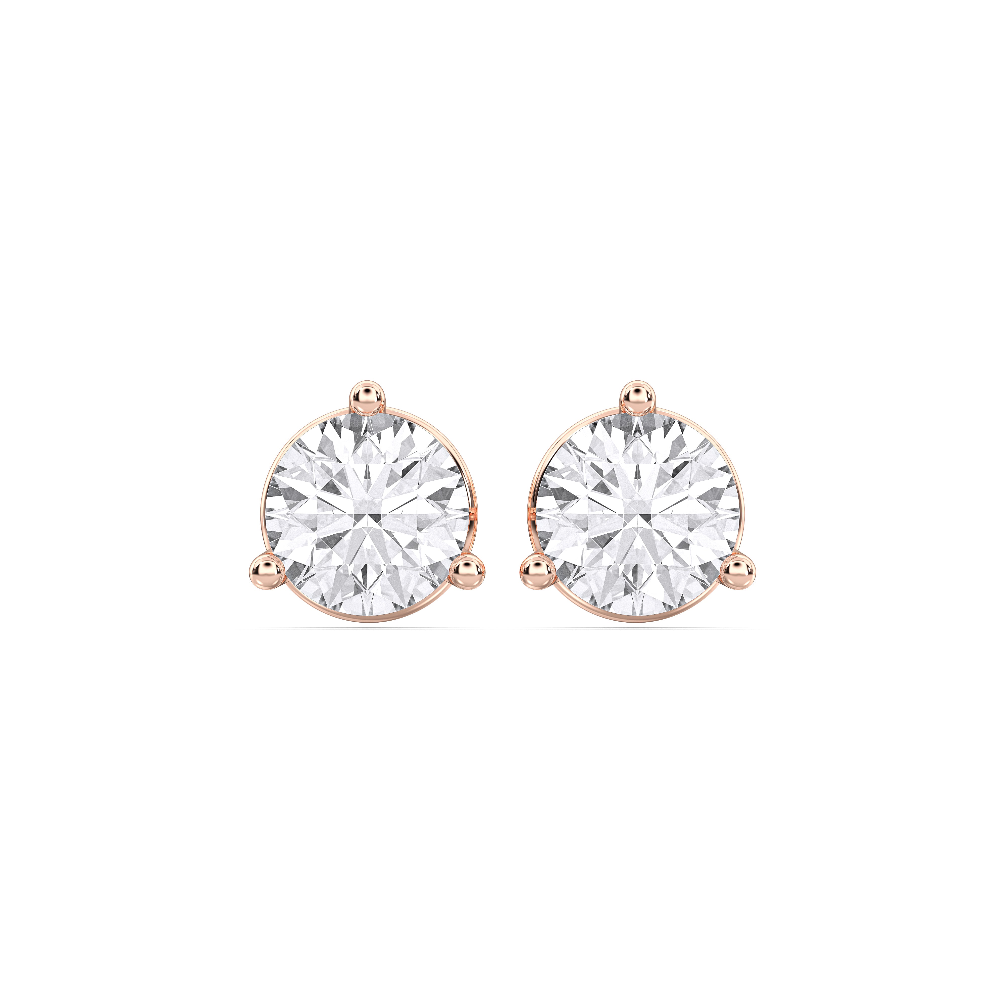 1.00 Carat Round Cut Lab Grown Diamond Stud Earring in Solid Gold
