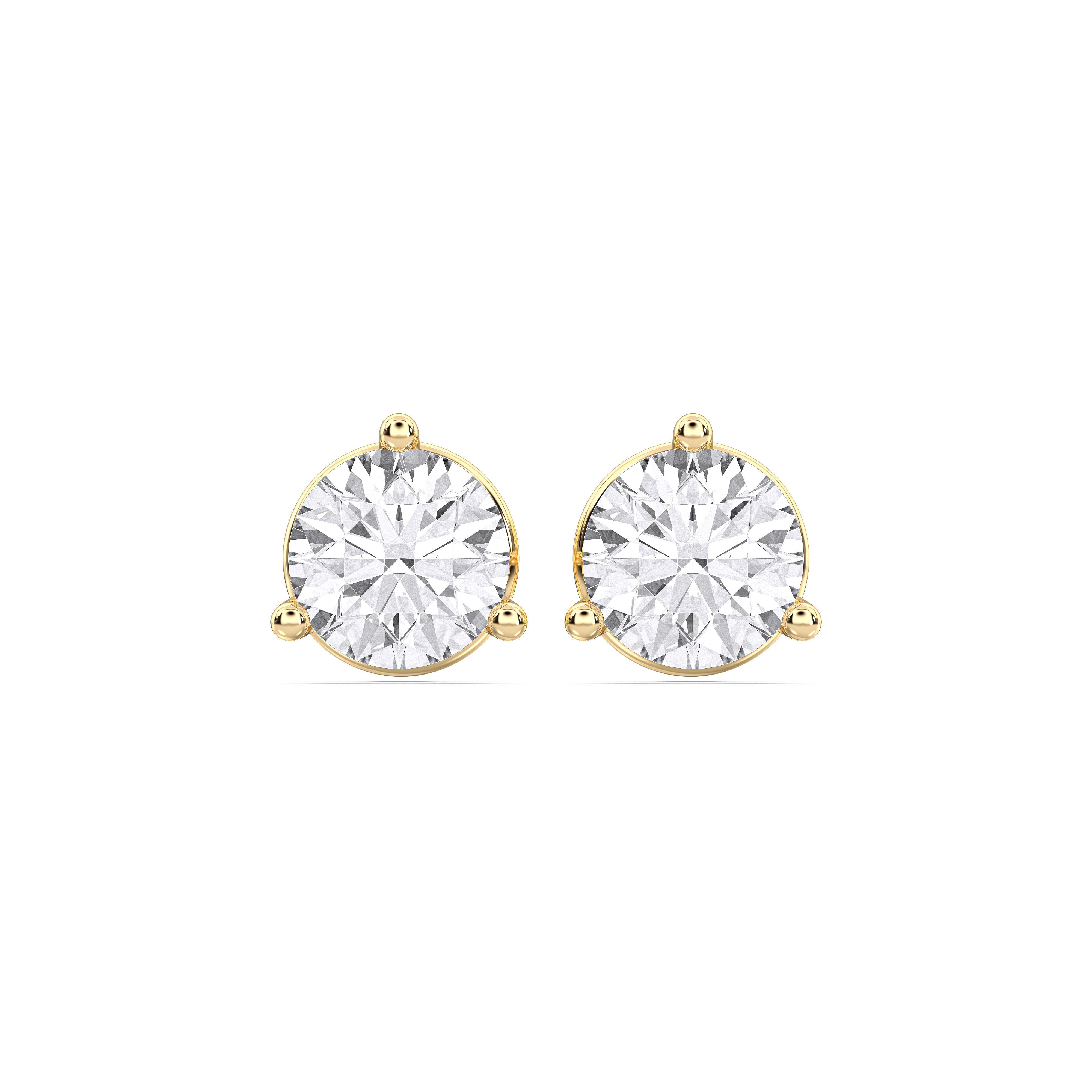 1.00 Carat Round Cut Lab Grown Diamond Stud Earring in Solid Gold