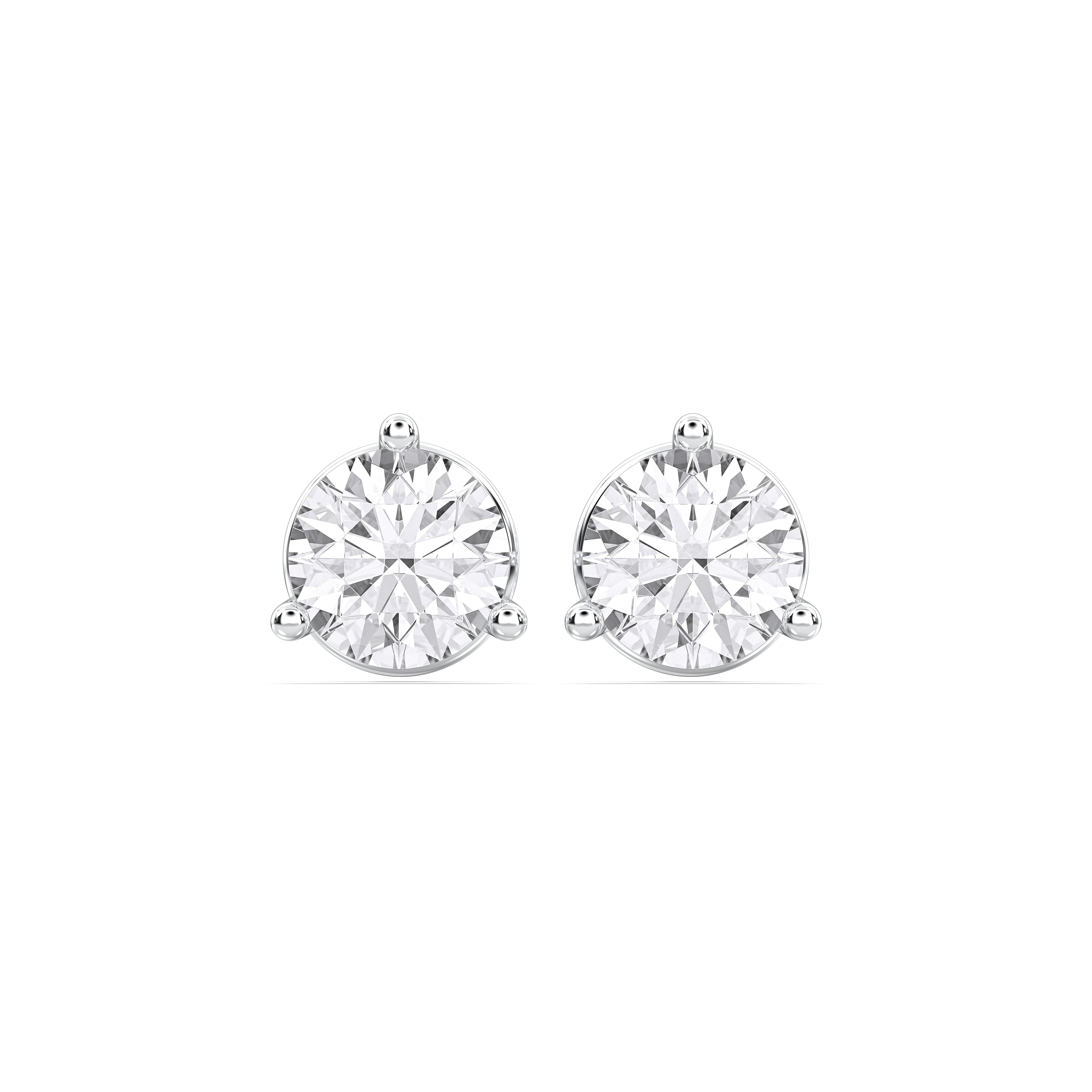 1.00 Carat Round Cut Lab Grown Diamond Stud Earring in Solid Gold