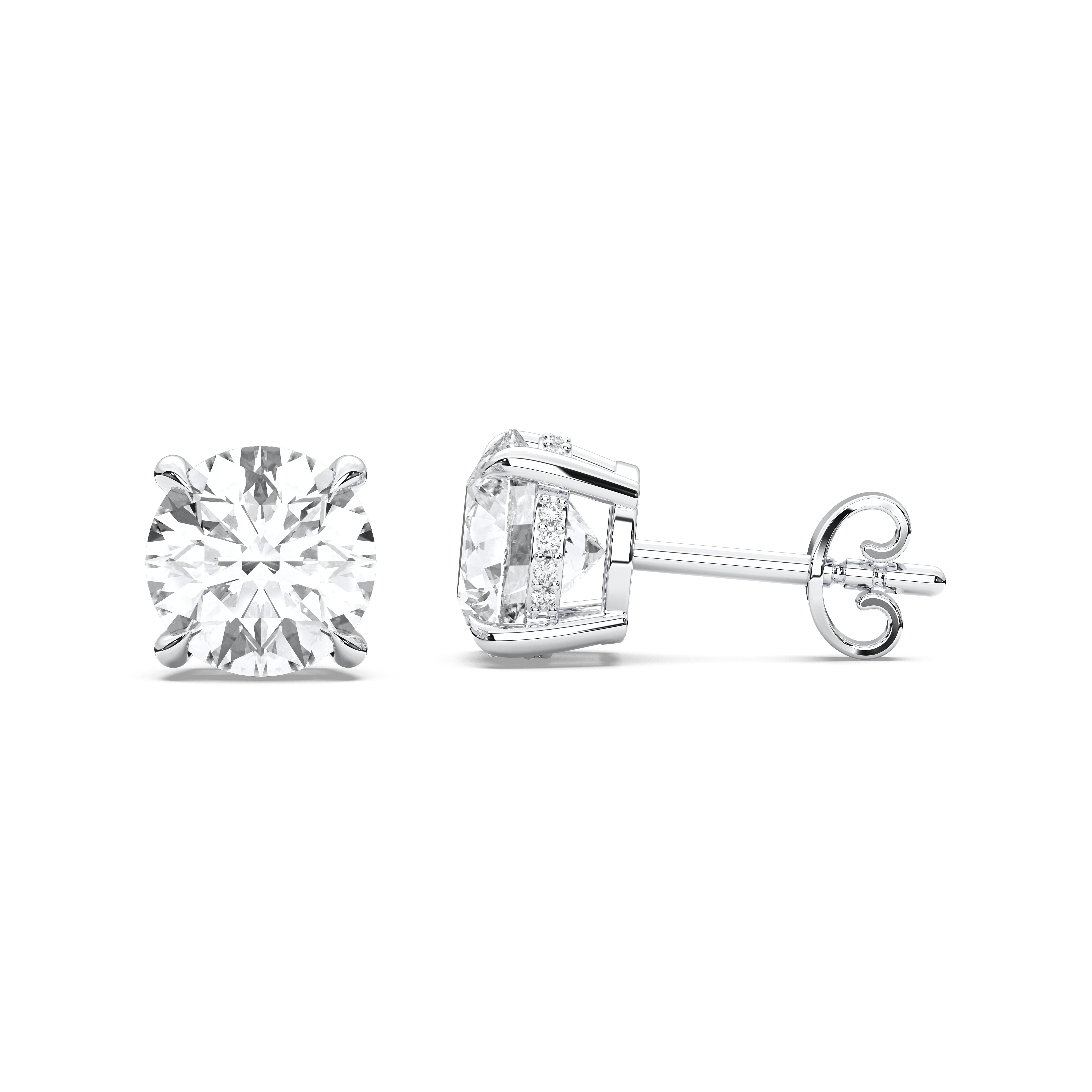 3.00 Ct Round Brilliant Cut Lab Created Push Back Stud Earring