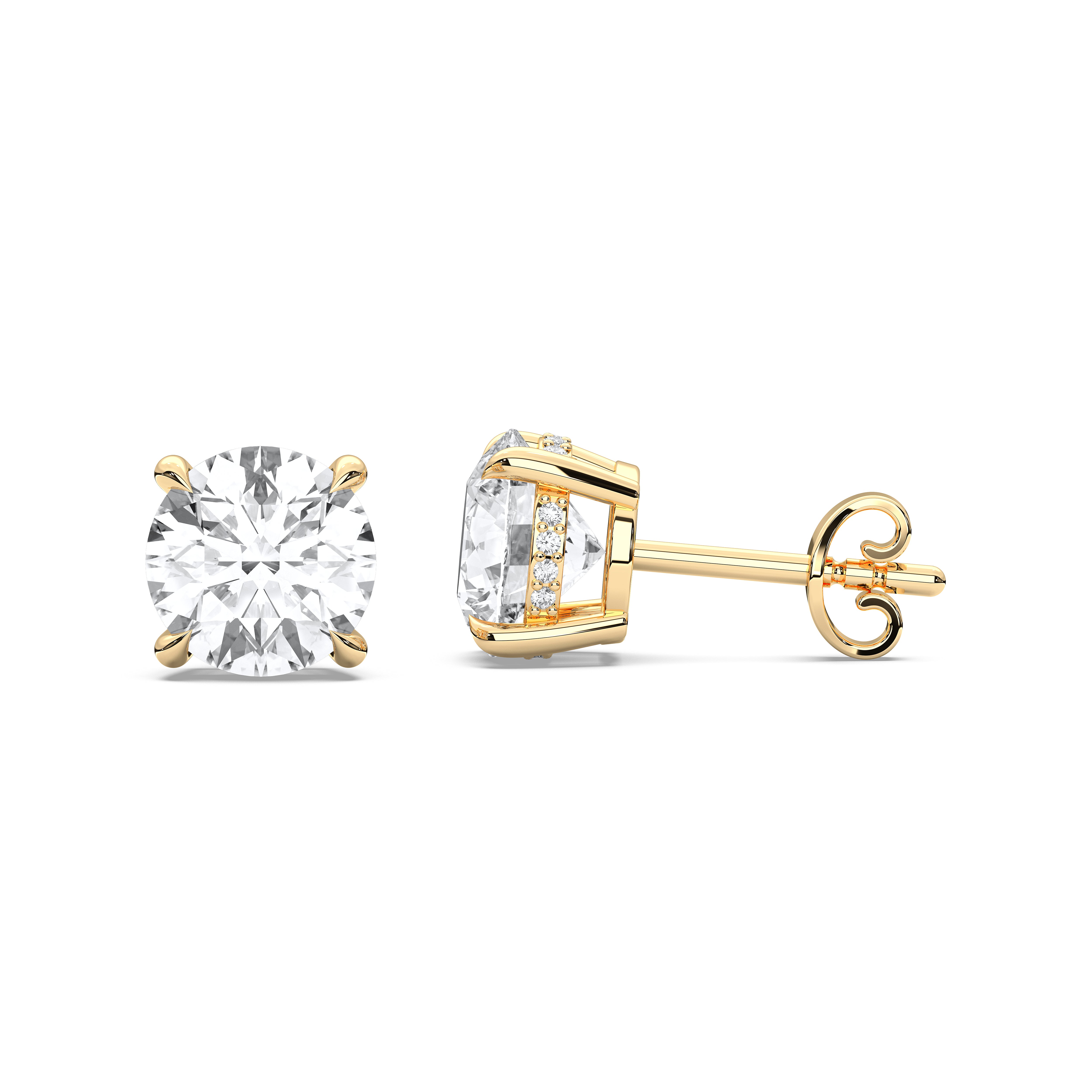 3.00 Ct Round Brilliant Cut Lab Created Push Back Stud Earring