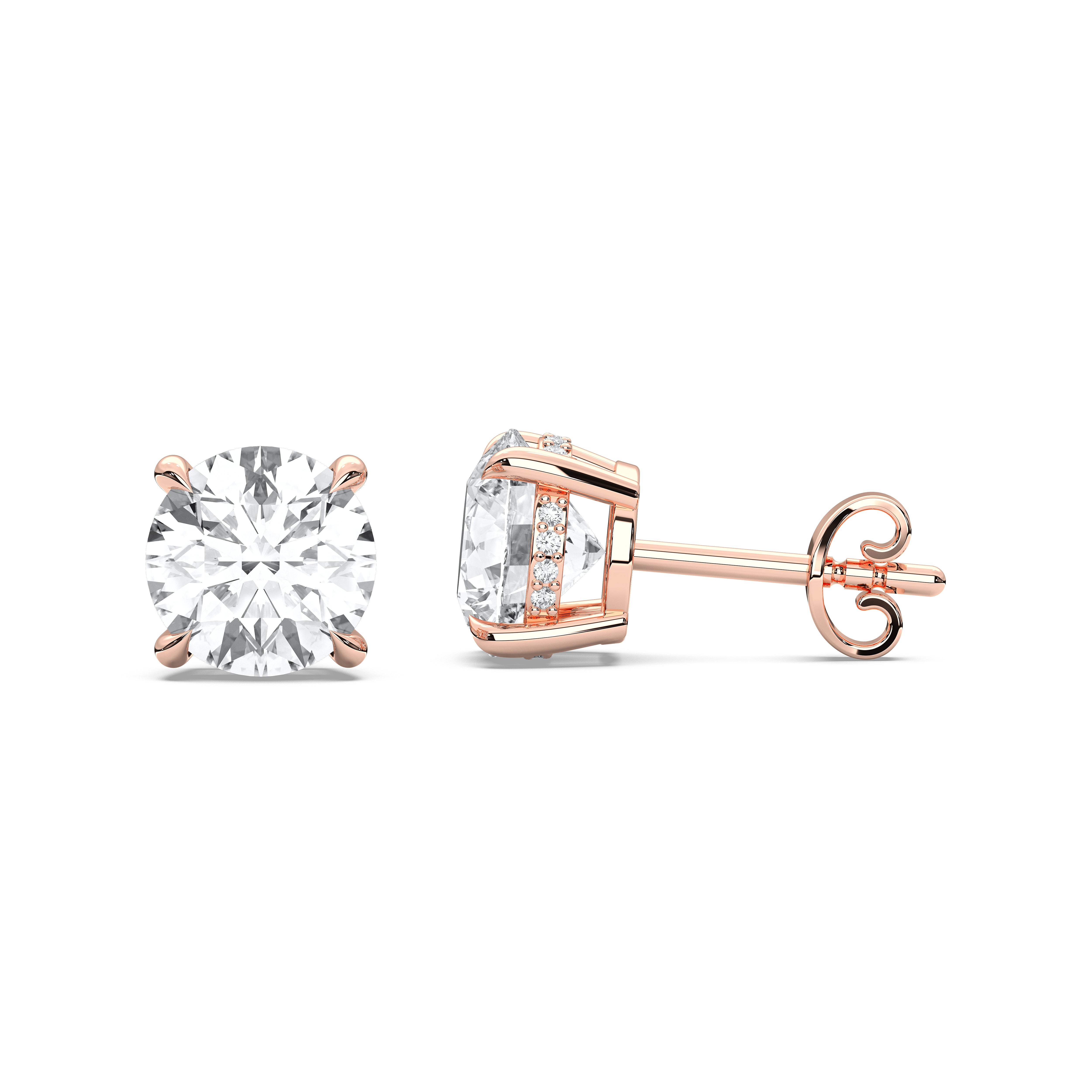 3.00 Ct Round Brilliant Cut Lab Created Push Back Stud Earring