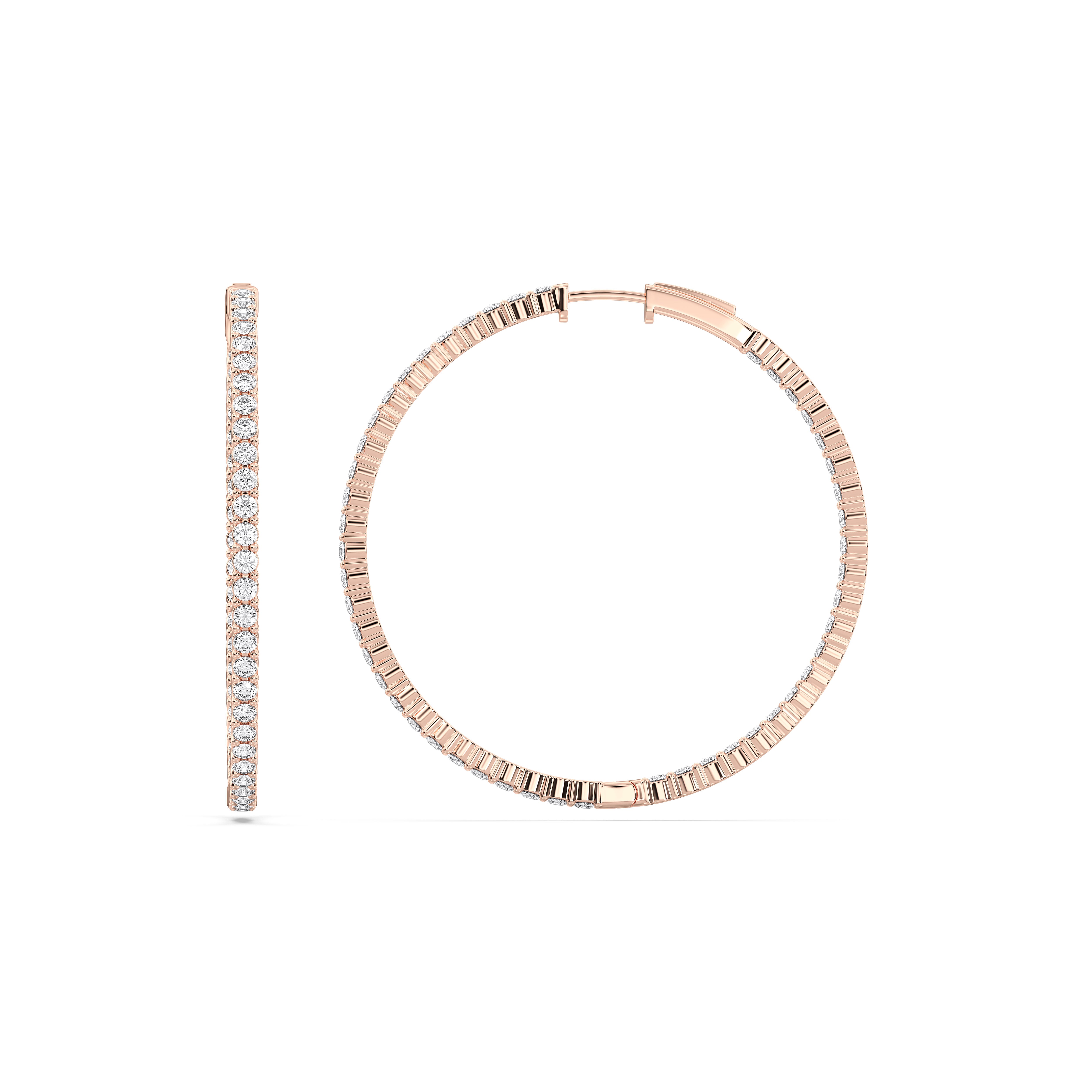 3.00 Ct Round Cut Lab Grown Diamond Hoop Earring In Solid Gold For Her