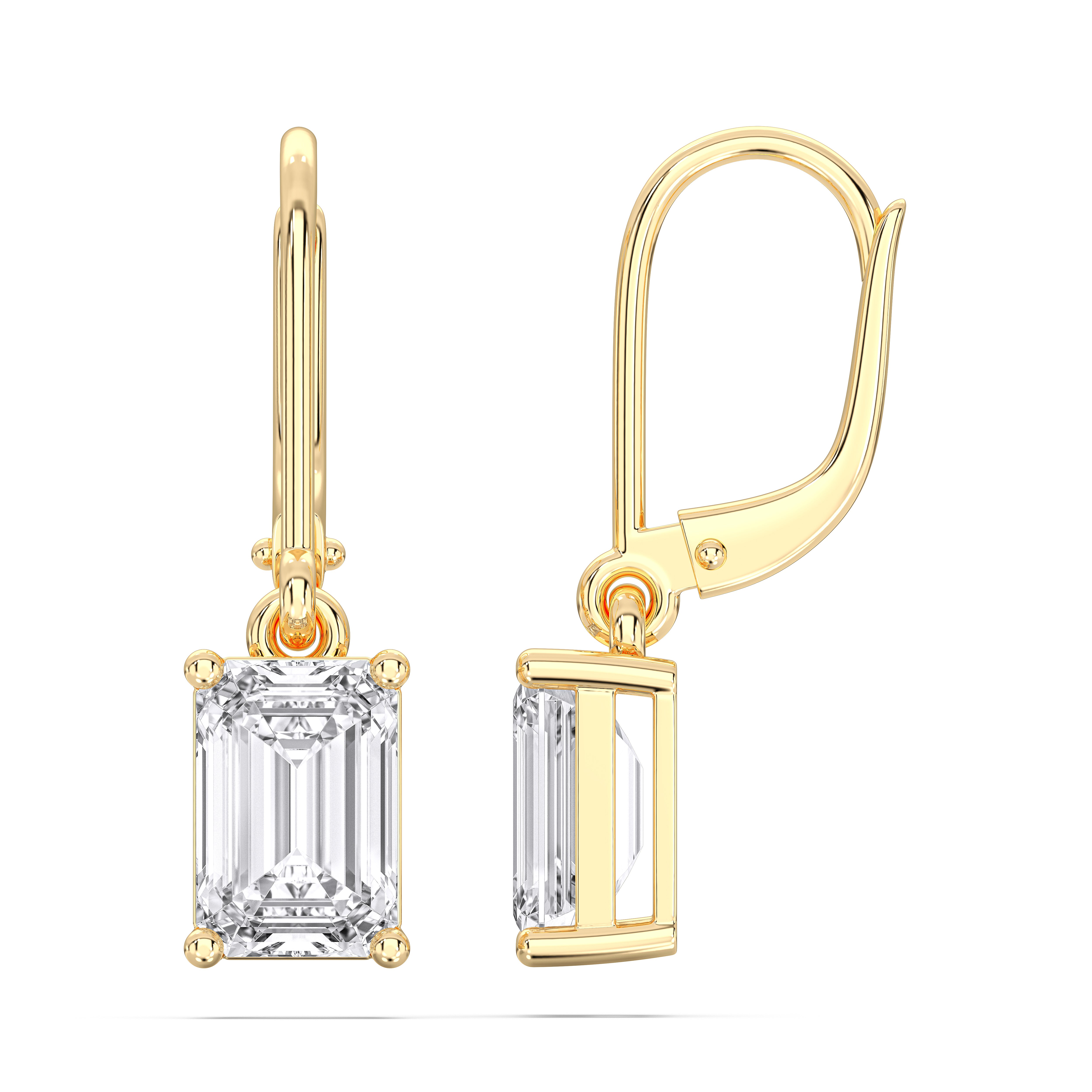 4.00 Carat Emerald Cut Lab Grown Diamond Drop Dangle Earring Made in Solid For Women