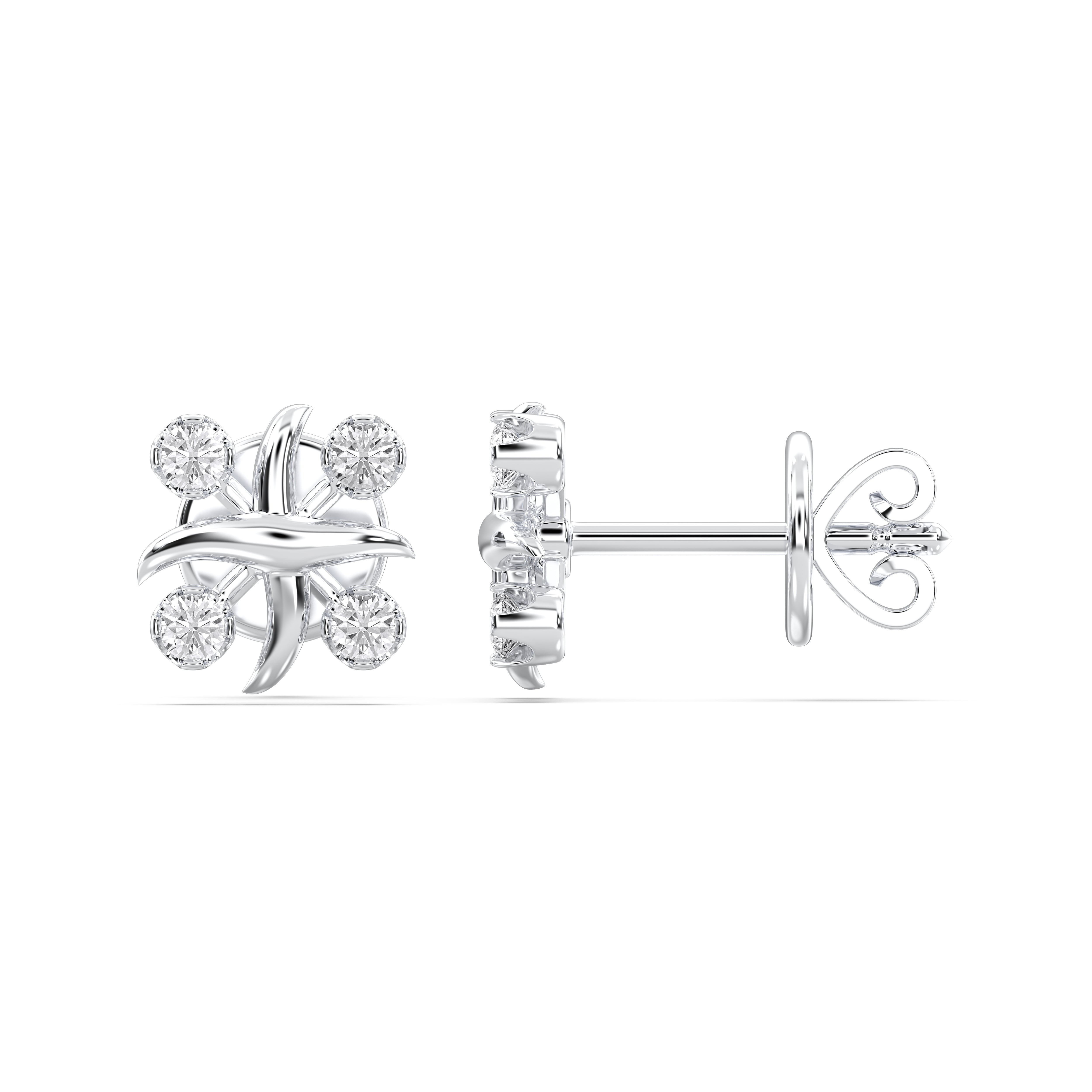 Desinger Lab Created Round Cut Diamond Stud Earring In Solid Gold For Her