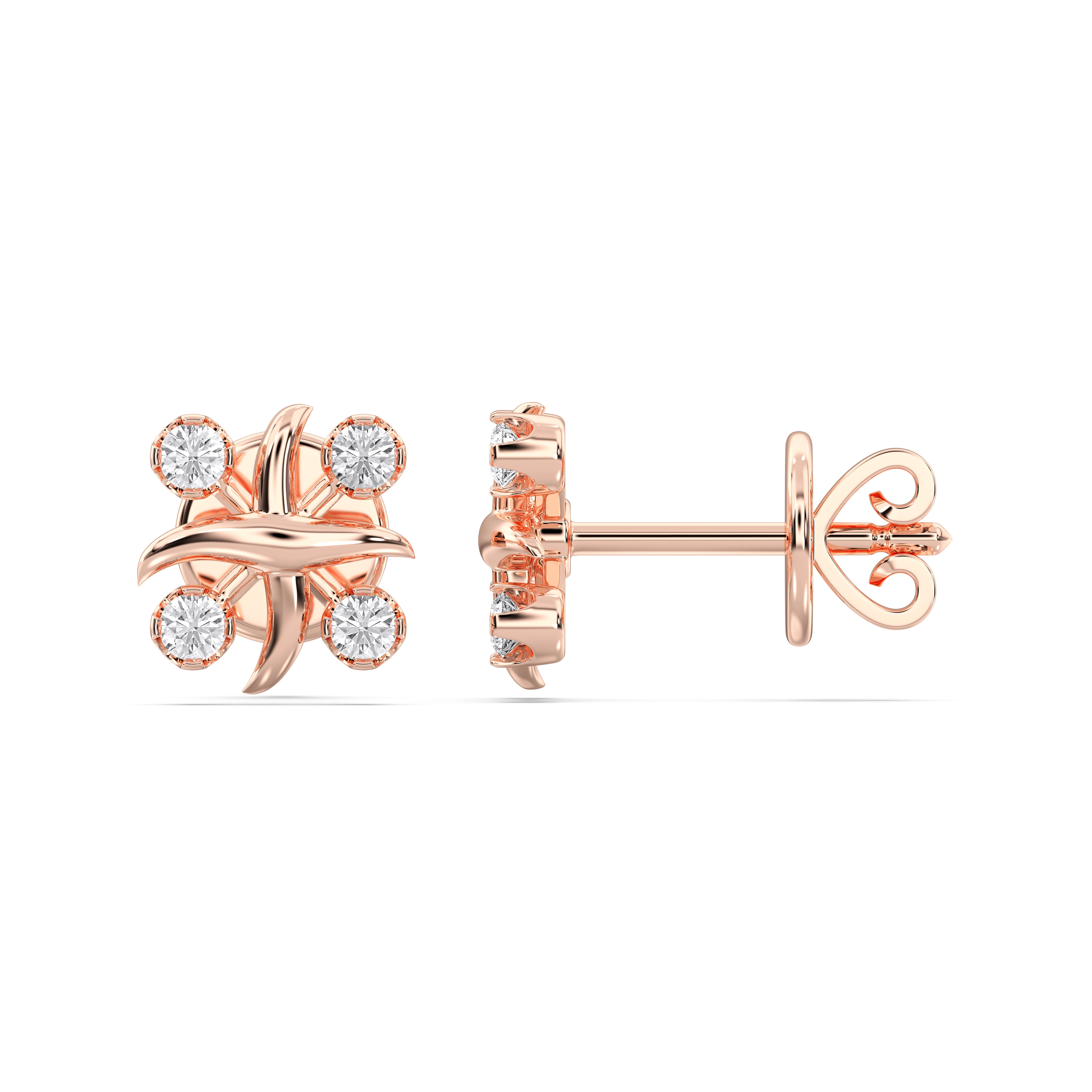 Desinger Lab Created Round Cut Diamond Stud Earring In Solid Gold For Her